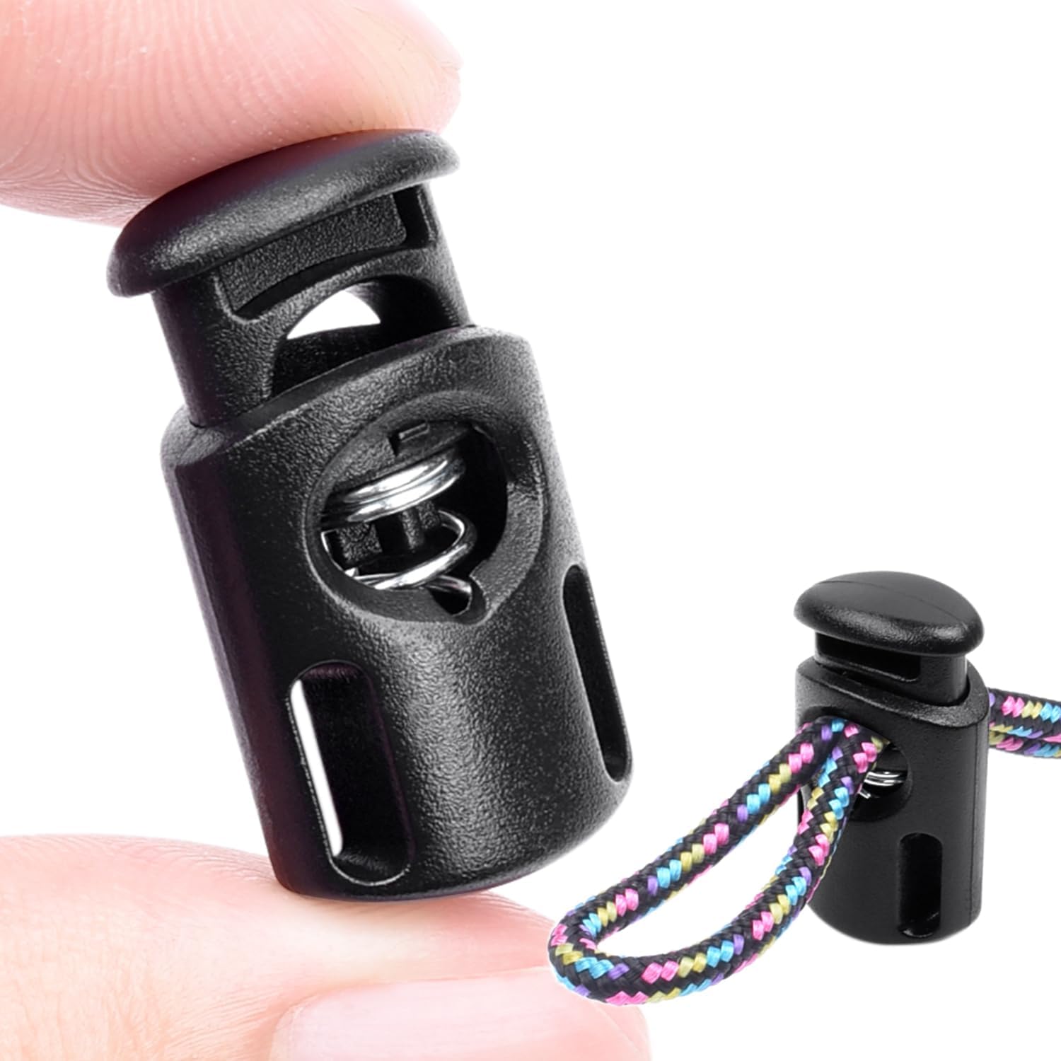 10 PCS Plastic Spring Cord Locks for Drawstring, Paracord Toggle Stopper Clasp Elastic Shoeslace Lock Sweatpants Hoodie String Clips Bungee Swim Goggles Gloves String Lock Replacement - Image 1