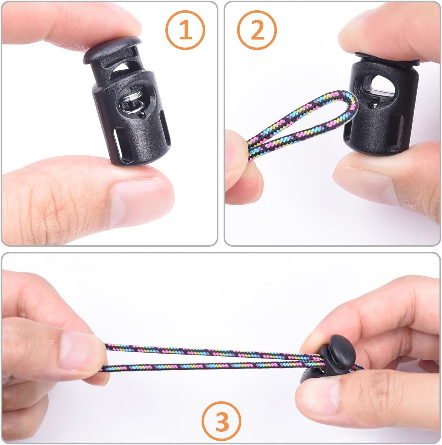 10 PCS Plastic Spring Cord Locks for Drawstring, Paracord Toggle Stopper Clasp Elastic Shoeslace Lock Sweatpants Hoodie String Clips Bungee Swim Goggles Gloves String Lock Replacement - Image 3