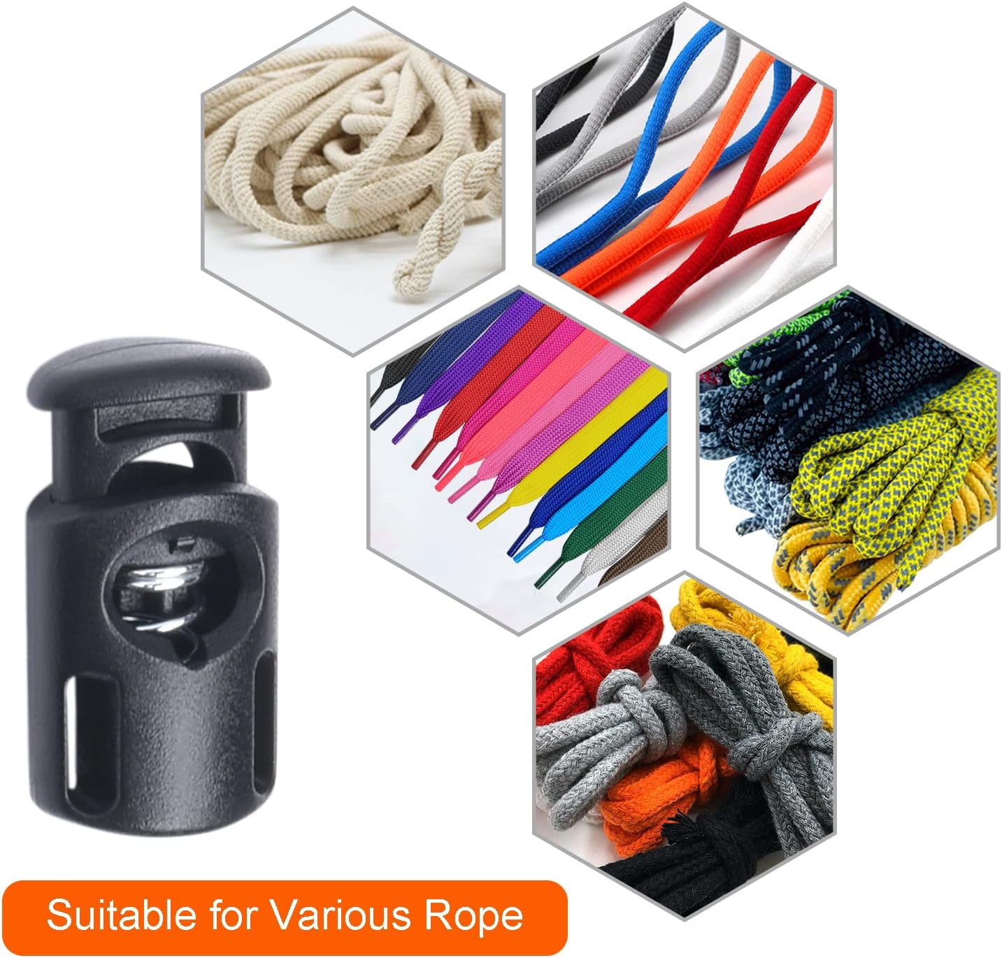 10 PCS Plastic Spring Cord Locks for Drawstring, Paracord Toggle Stopper Clasp Elastic Shoeslace Lock Sweatpants Hoodie String Clips Bungee Swim Goggles Gloves String Lock Replacement - Image 7