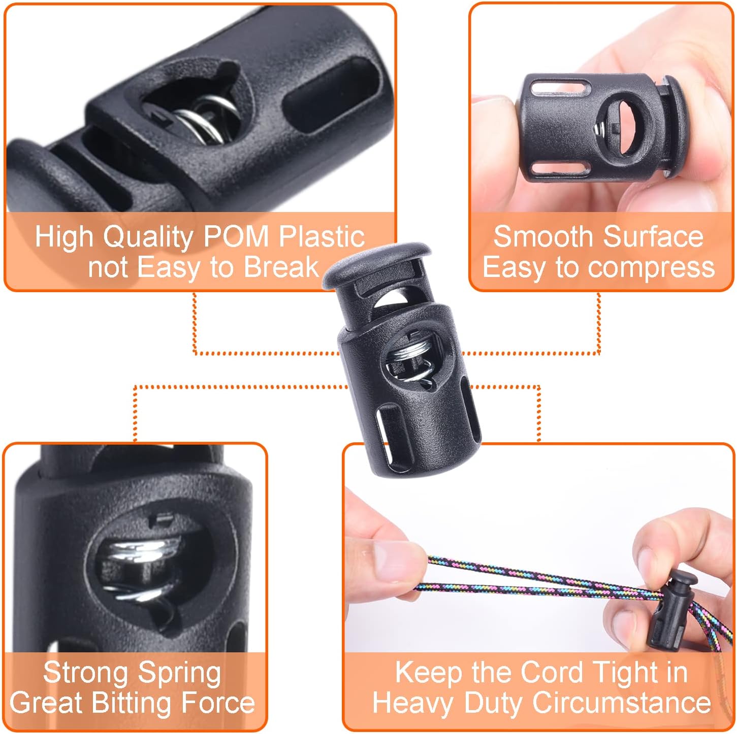 10 PCS Plastic Spring Cord Locks for Drawstring, Paracord Toggle Stopper Clasp Elastic Shoeslace Lock Sweatpants Hoodie String Clips Bungee Swim Goggles Gloves String Lock Replacement - Image 8