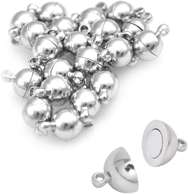 20 Pack Dia.6mm Magnetic Clasps Round Balls Leather Bracelet Necklace Paracord Fashion Jewelry DIY Leathercraft Accessories #FLQ246-6S Copper Silver-Plated - Image 1