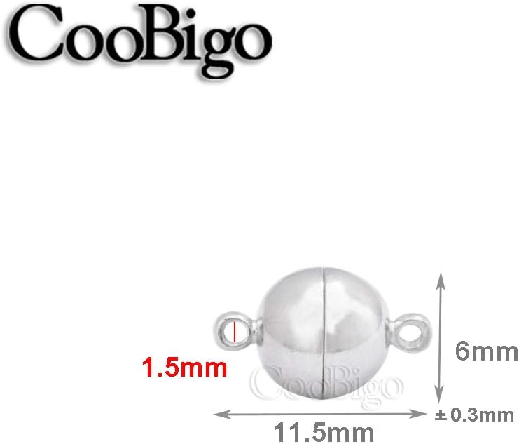 20 Pack Dia.6mm Magnetic Clasps Round Balls Leather Bracelet Necklace Paracord Fashion Jewelry DIY Leathercraft Accessories #FLQ246-6S Copper Silver-Plated - Image 2