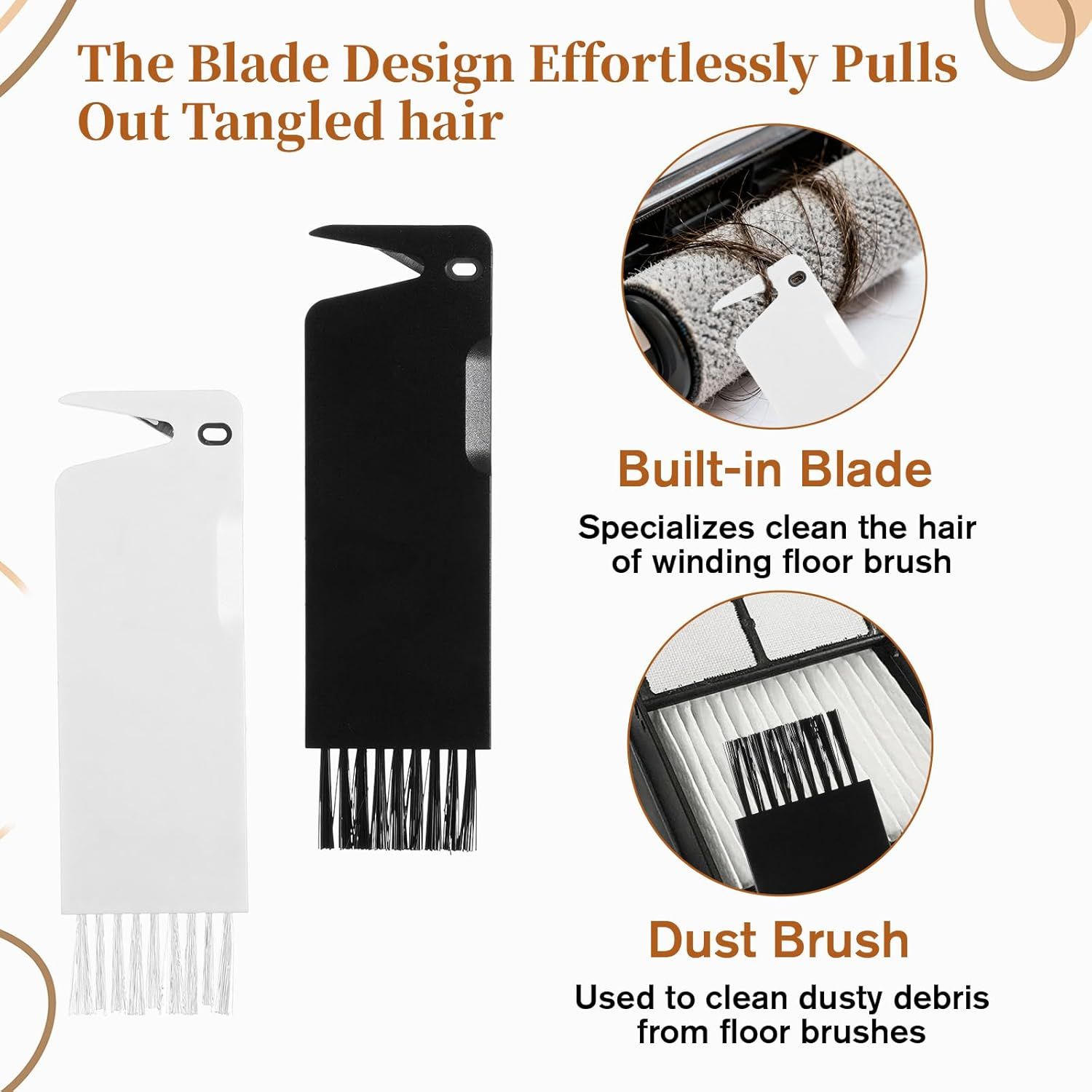 4 PCS Handheld Vacuum Cleaner Brush, Universal Dust Brush, 2 in 1 Vacuum Roller Cleaning Tool for Sweeping Robot - Image 5