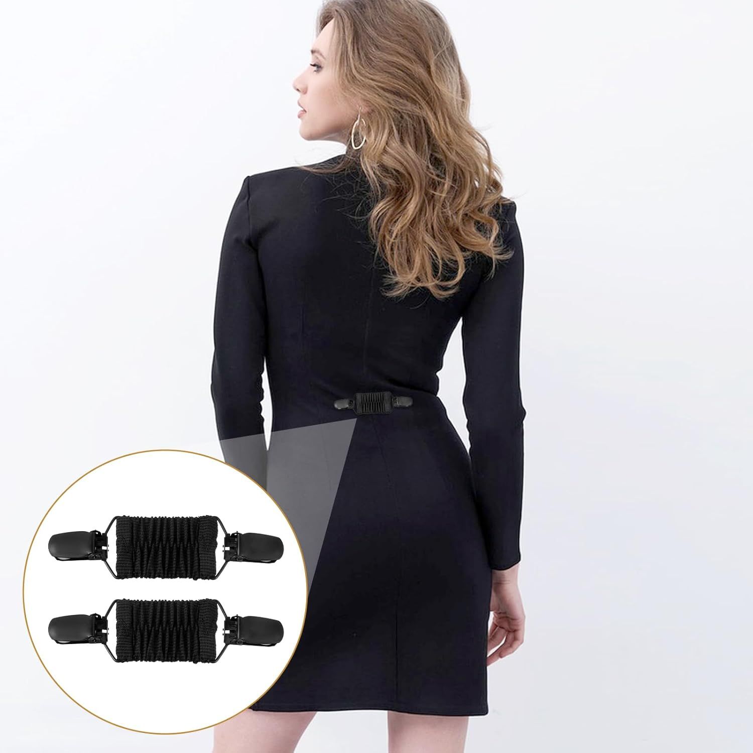 2Pcs Dress Clips Back Cinch, Elastic Waist Cincher Clip for Tightening Clothes, Collar Clips for Shawls, Cardigan - Image 5