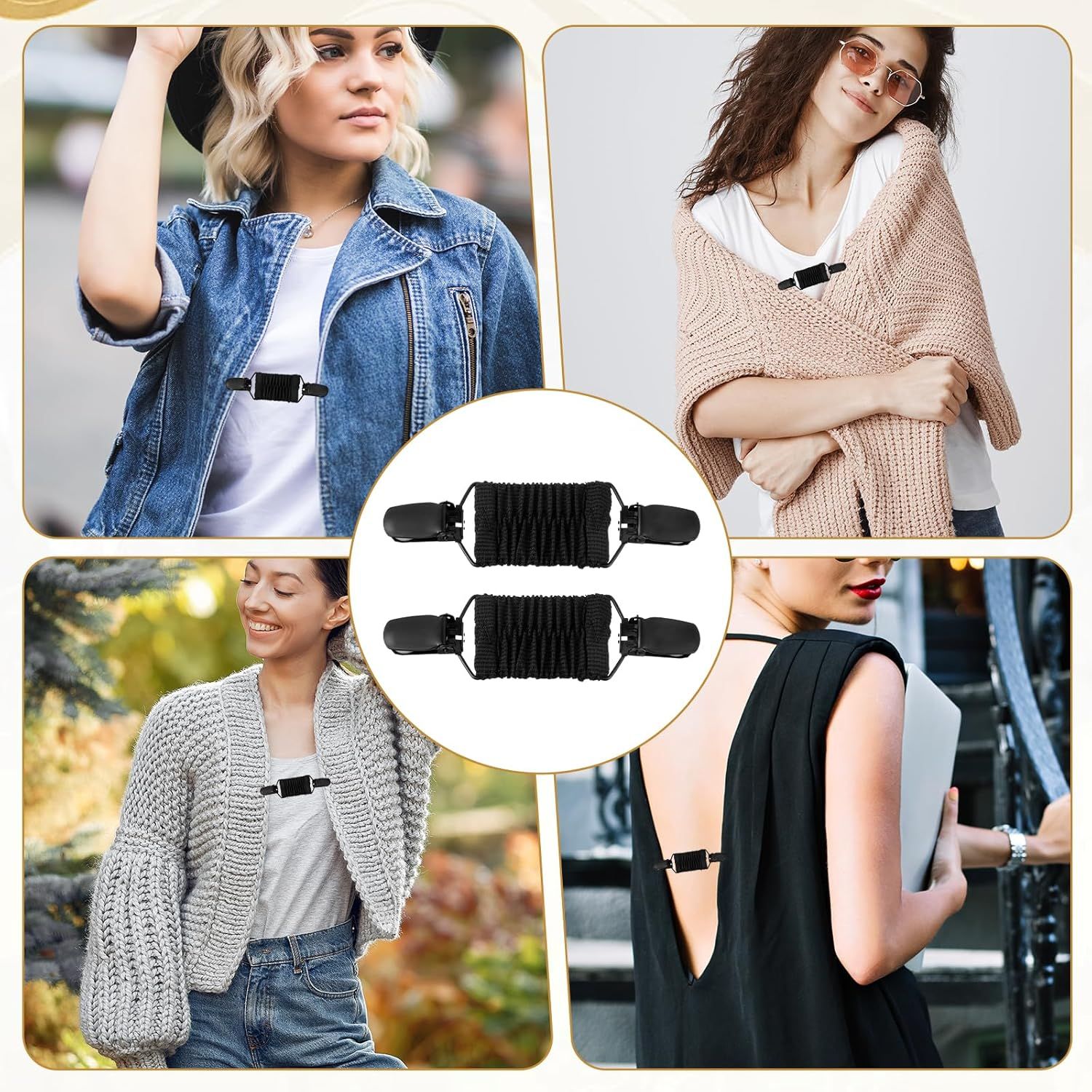 2Pcs Dress Clips Back Cinch, Elastic Waist Cincher Clip for Tightening Clothes, Collar Clips for Shawls, Cardigan - Image 7