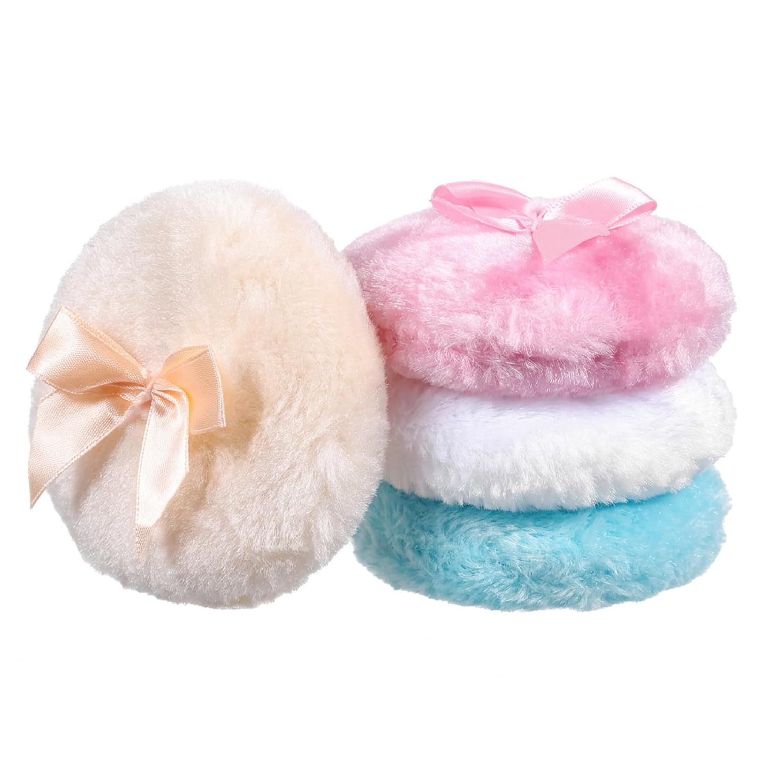 4 PCS Large Fluffy Body Powder Puff, Soft Powder Puff for Body Face, 4 Colors Washable Reusable Makeup Puffs - Image 1