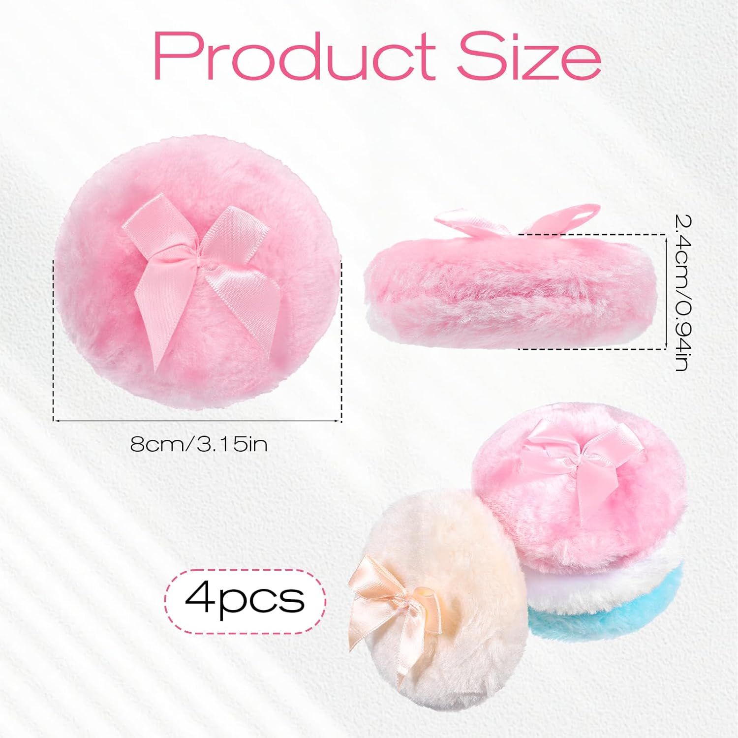 4 PCS Large Fluffy Body Powder Puff, Soft Powder Puff for Body Face, 4 Colors Washable Reusable Makeup Puffs - Image 2