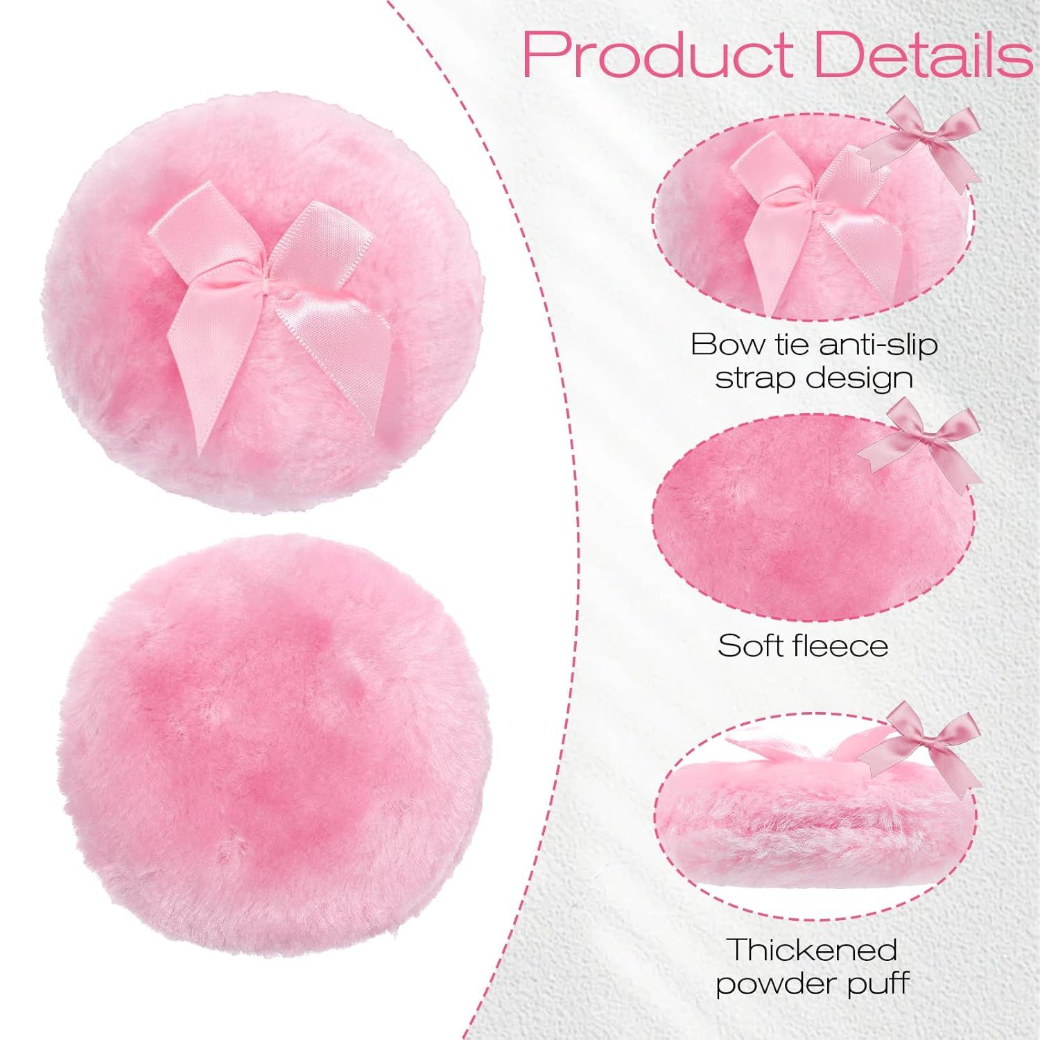 4 PCS Large Fluffy Body Powder Puff, Soft Powder Puff for Body Face, 4 Colors Washable Reusable Makeup Puffs - Image 3