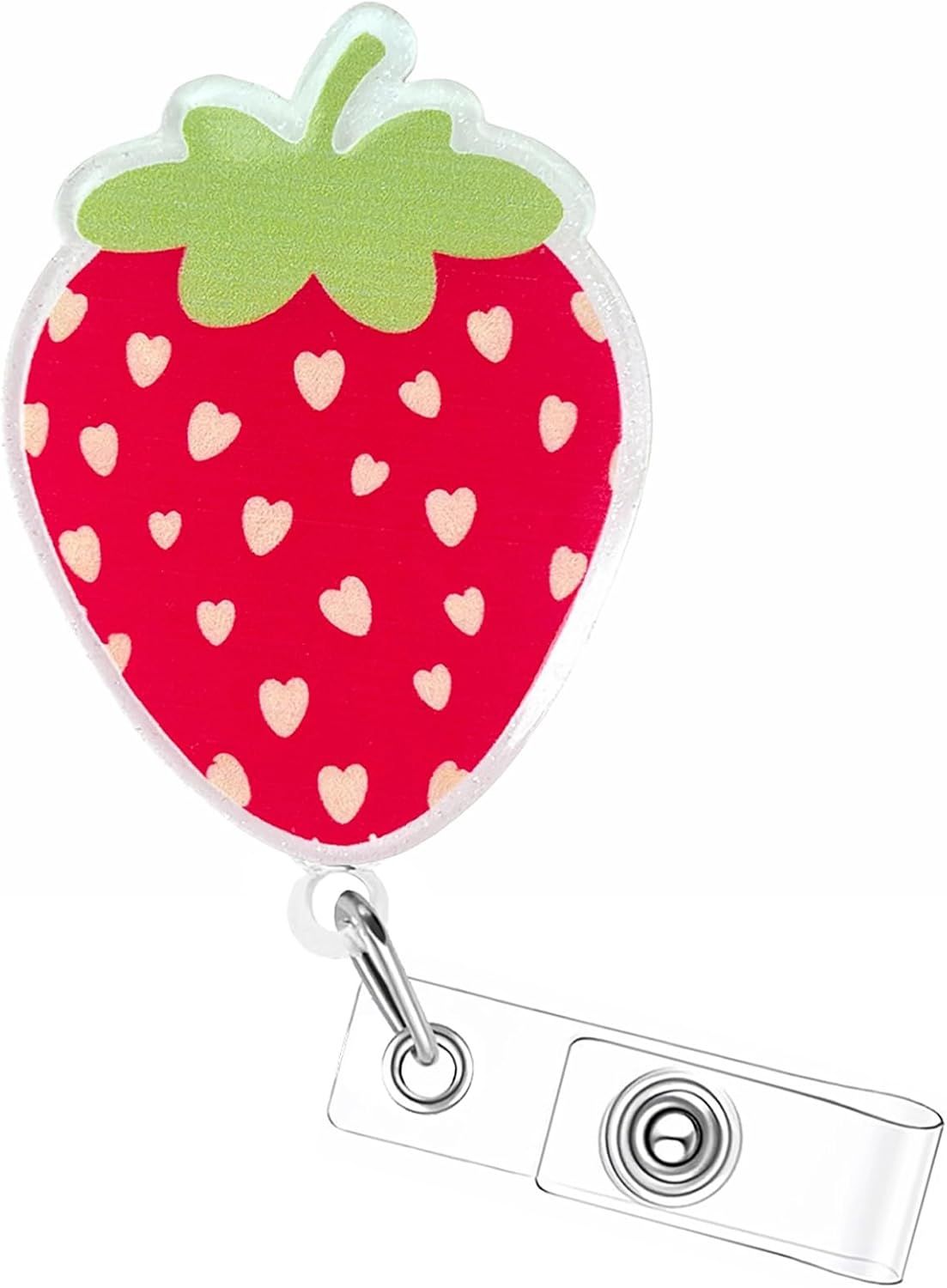 Red Strawberry Badge Reel, Cute ID Nurse Badge Holder Retractable Clip, Nursing Student Name Badge Holders, RN LPN CNA MA Healthcare Accessories for Work - Image 1