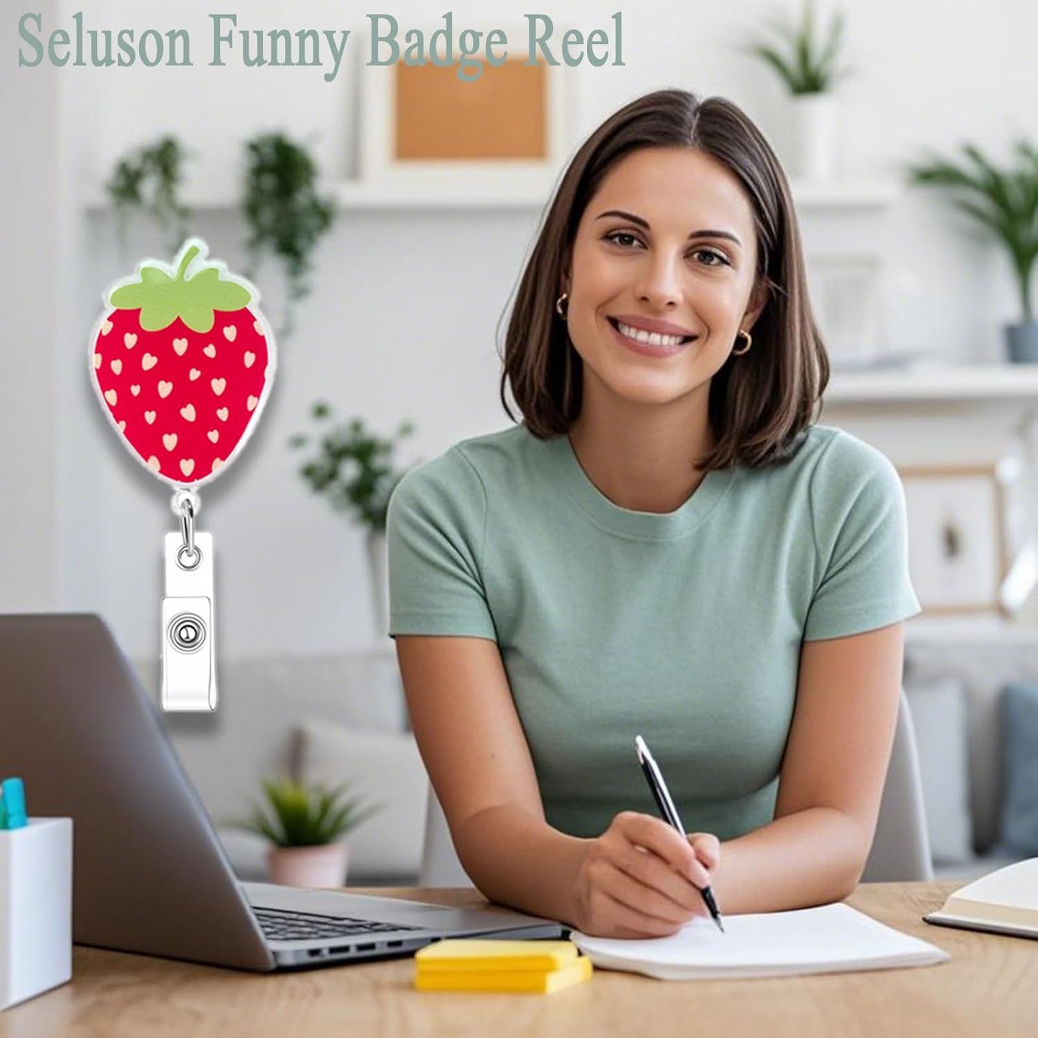 Red Strawberry Badge Reel, Cute ID Nurse Badge Holder Retractable Clip, Nursing Student Name Badge Holders, RN LPN CNA MA Healthcare Accessories for Work - Image 2