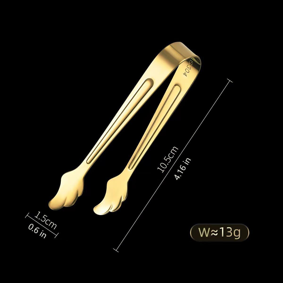 2 Pack Mini Tongs for Appetizer, 4.16 Inch Stainless Steel Ice Tongs Mini Sugar Tongs for Coffee Bar Tea Party Desserts Party Sugar and Ice Bucket(Gold) - Image 3