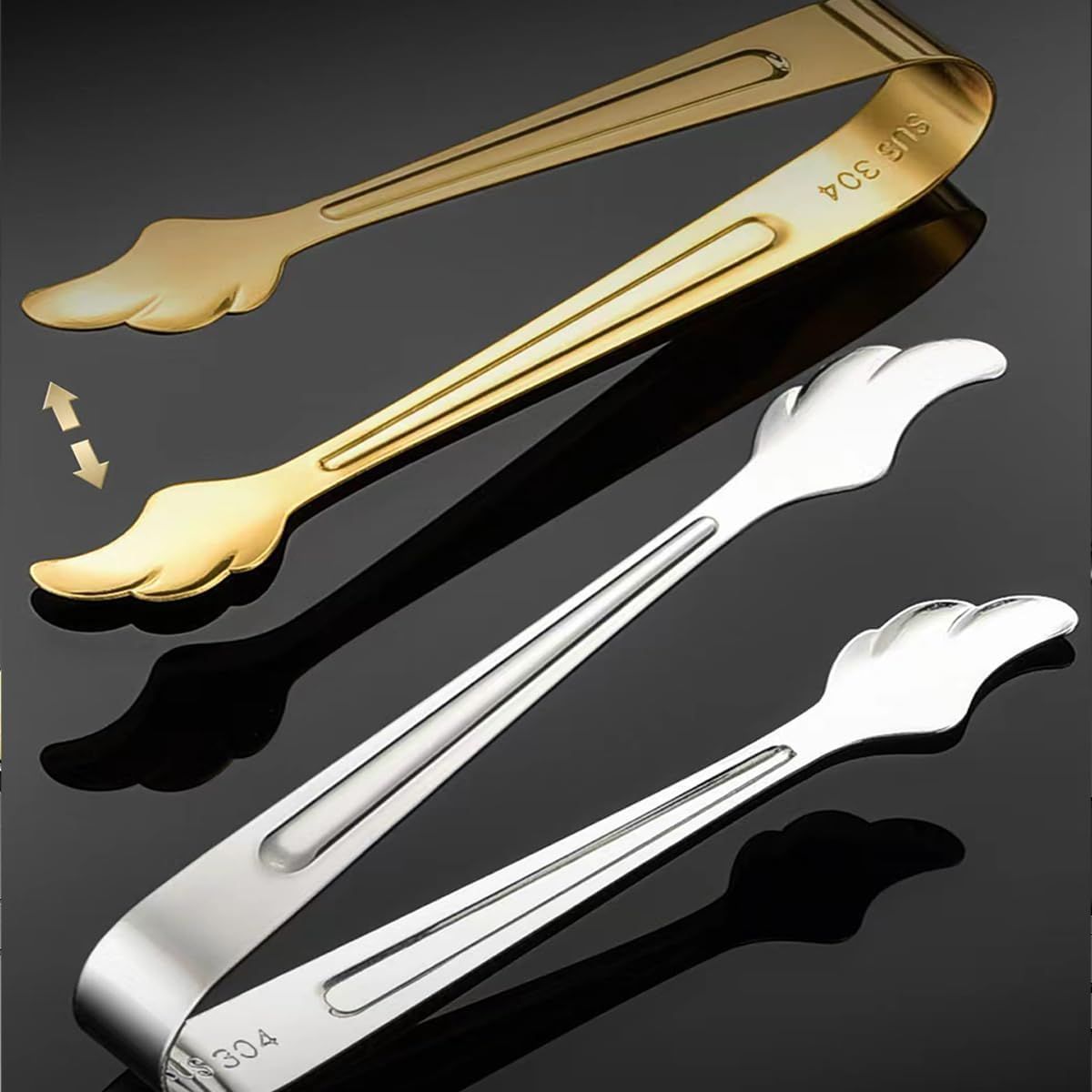 2 Pack Mini Tongs for Appetizer, 4.16 Inch Stainless Steel Ice Tongs Mini Sugar Tongs for Coffee Bar Tea Party Desserts Party Sugar and Ice Bucket(Gold) - Image 7