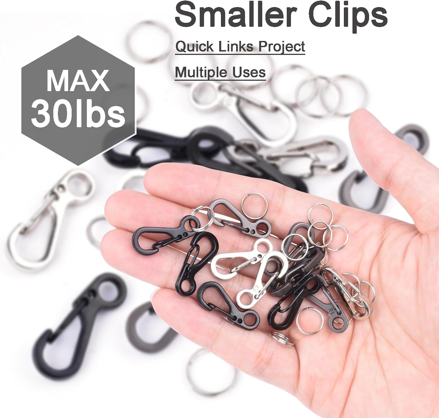 Small Carabiner Clip Metal Spring Snap Hooks Mini Paracord Hanging Clips for Camera Strap, Flashlight, Key Chain - Image 6