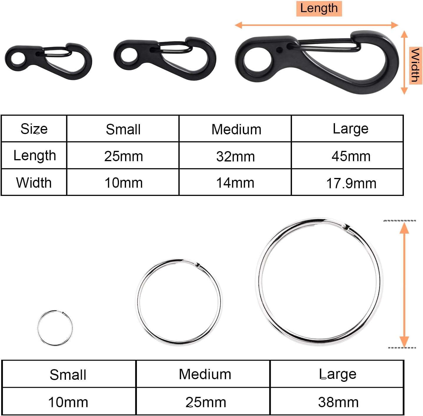 Small Carabiner Clip Metal Spring Snap Hooks Mini Paracord Hanging Clips for Camera Strap, Flashlight, Key Chain - Image 7