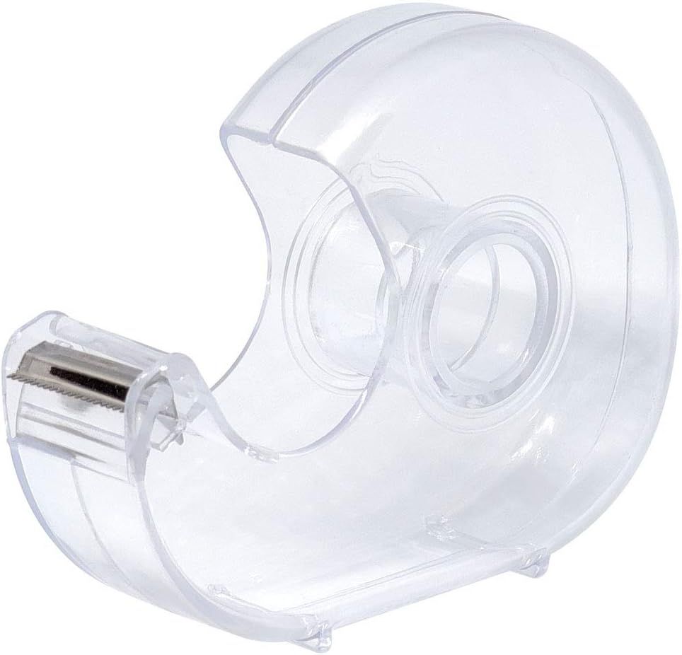 Hand Use Desktop Tape Dispenser, Transparent Plastic Lightweight and Portable Refillable Dispenser for 3/4