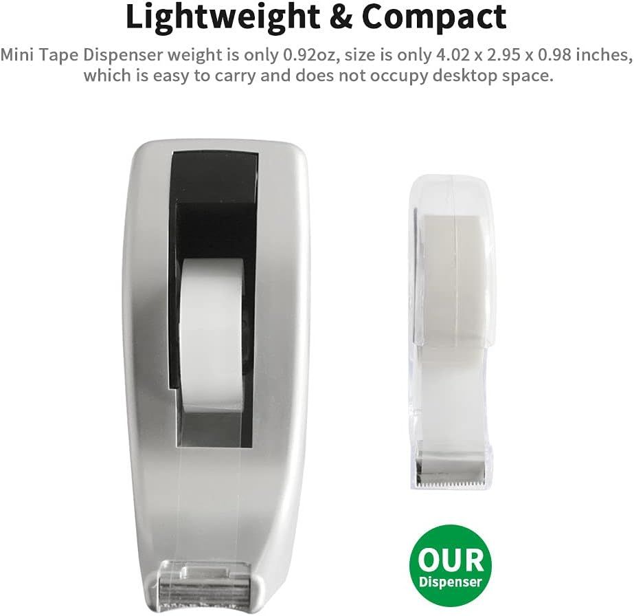 Hand Use Desktop Tape Dispenser, Transparent Plastic Lightweight and Portable Refillable Dispenser for 3/4