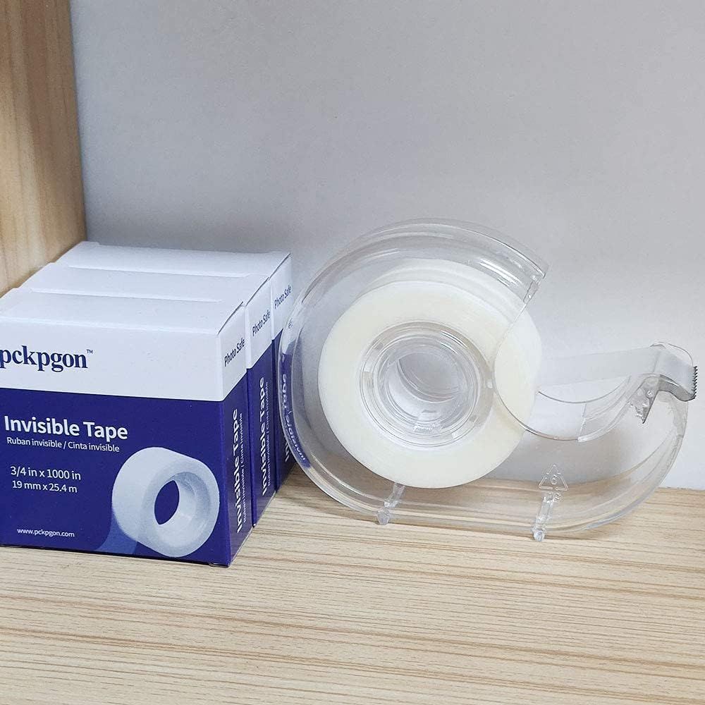 Hand Use Desktop Tape Dispenser, Transparent Plastic Lightweight and Portable Refillable Dispenser for 3/4