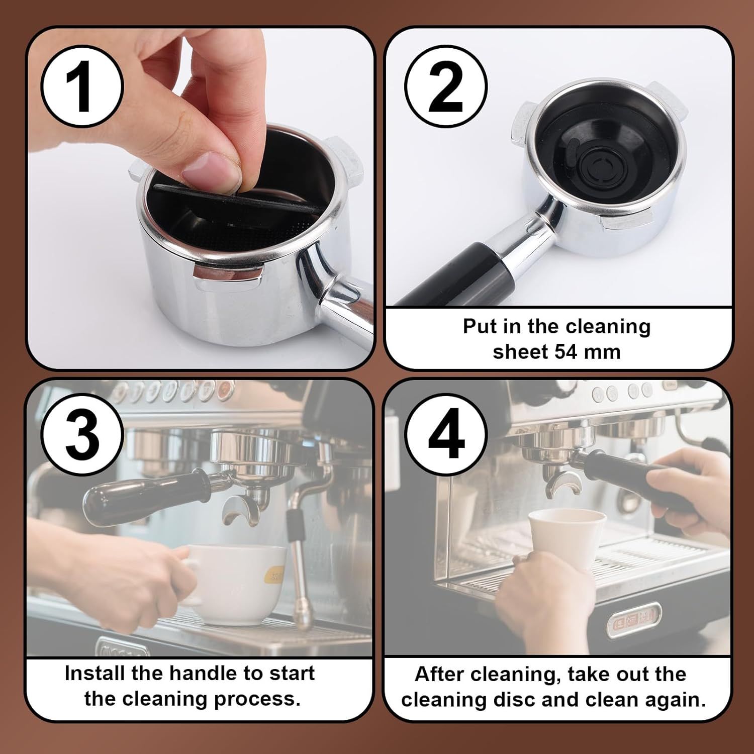 2pcs Espresso Cleaning Disc, 54mm Silicone Backflush Cleaning Tablets kit for Sage Breville Espresso Machines BES870XL/ BES878BSS/ BES880/ BES840XL/ BES810BSS & More - Image 5