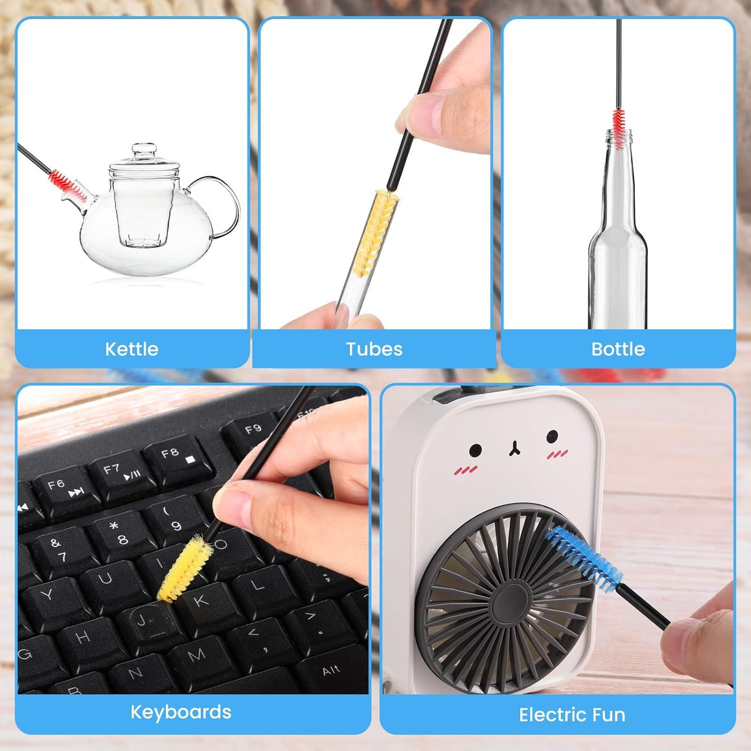 15 Pieces Hummingbird Feeder Cleaning Brush Mini Nylon Brush Set Cleaner for Bottles, Tubes, Jars, Bird Feeder (0.3 Inches/ 3.9 Inches) - Image 3