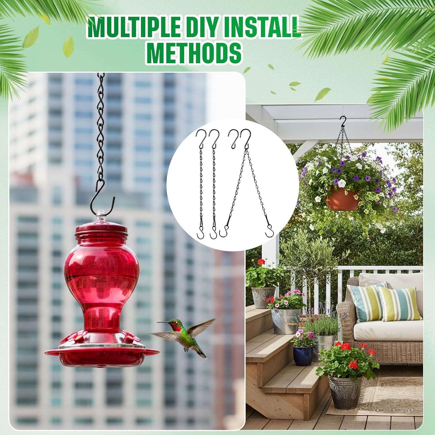 Black 4 Pack Hanging Chain for Bird Feeders, Planters, Lanterns, Wind Chimes, Decorative Ornaments and Birdbaths Basket Extender Chain Outdoor Indoor (9.5 Inch) - Image 4
