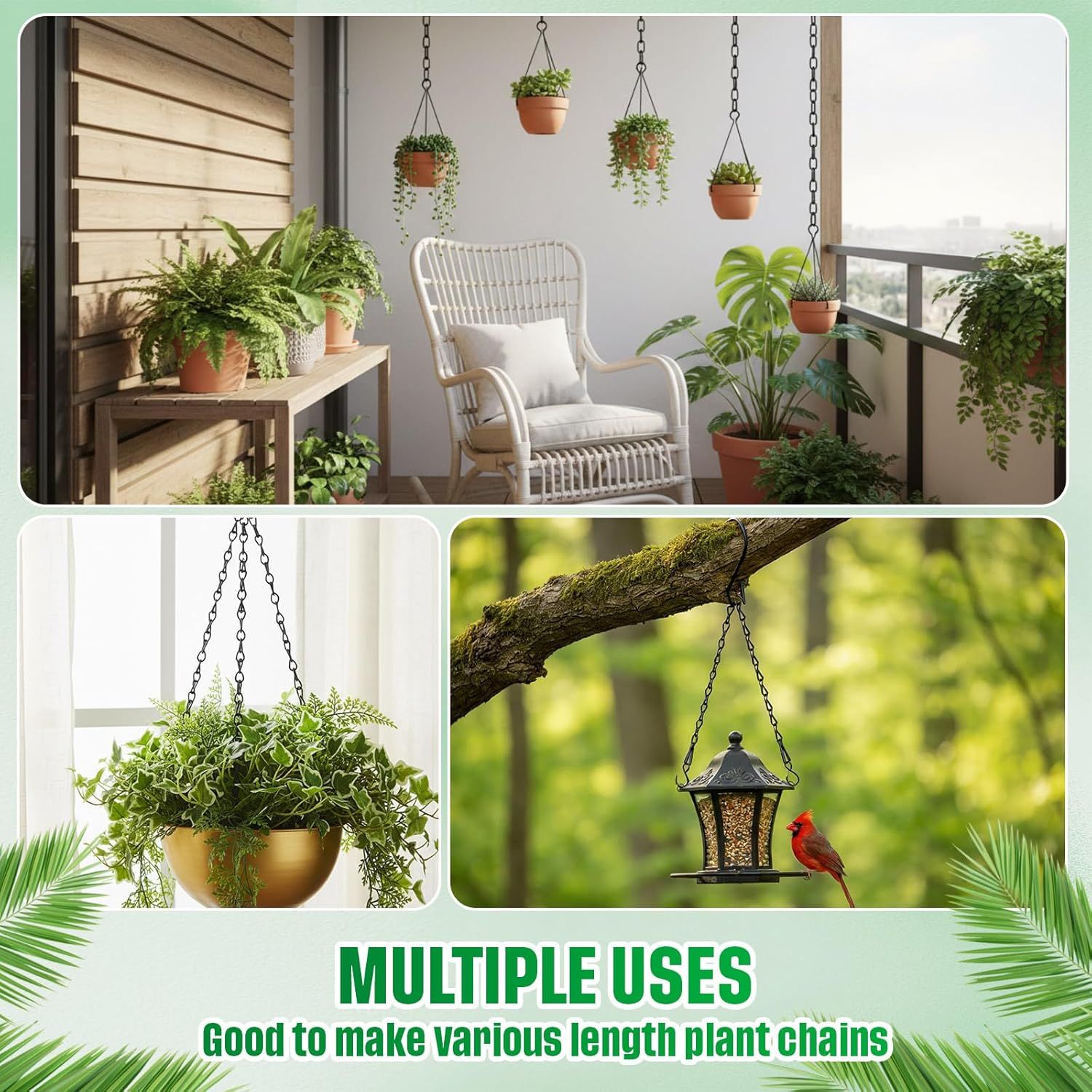 Black 4 Pack Hanging Chain for Bird Feeders, Planters, Lanterns, Wind Chimes, Decorative Ornaments and Birdbaths Basket Extender Chain Outdoor Indoor (9.5 Inch) - Image 7