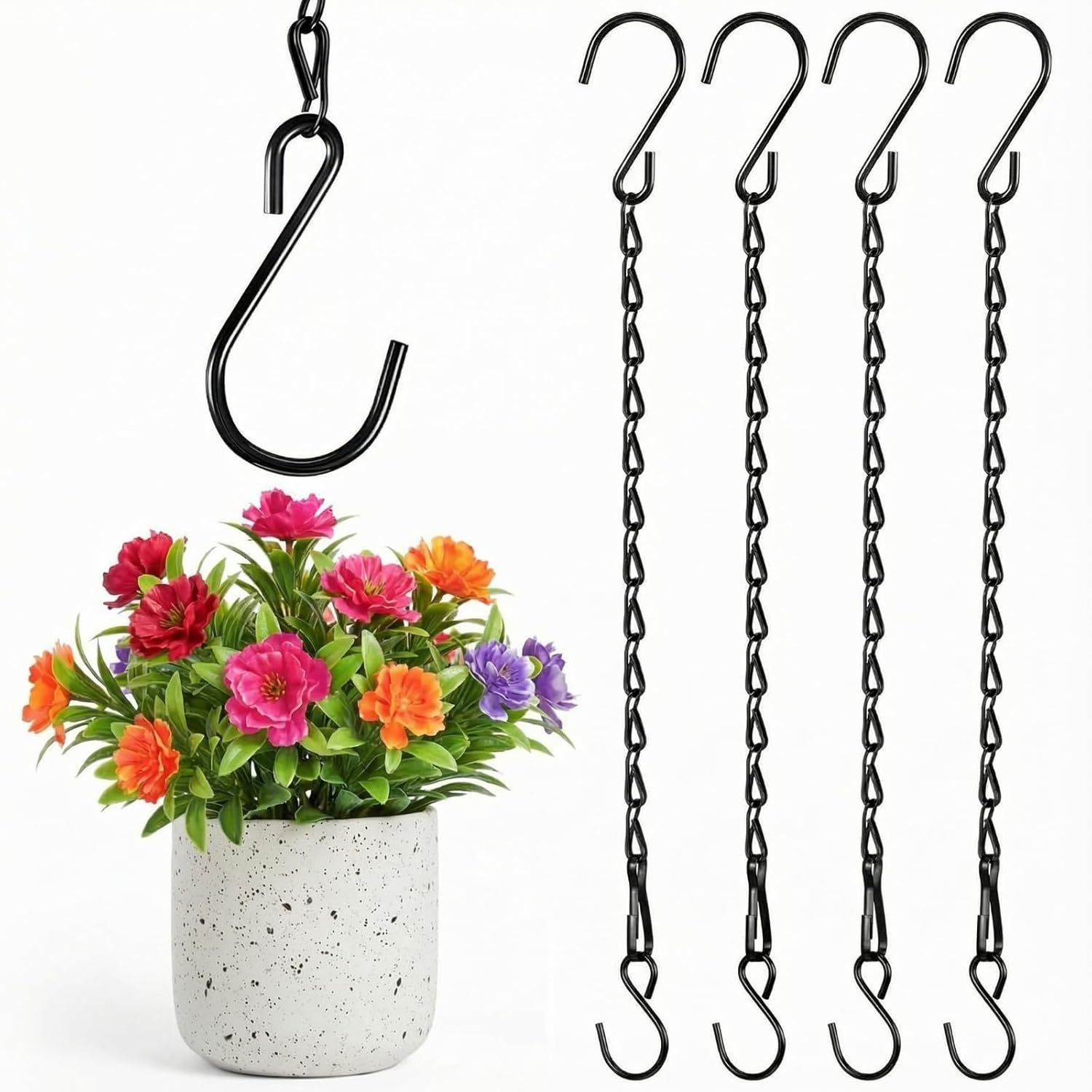 Black 4 Pack Hanging Chain for Bird Feeders, Planters, Lanterns, Wind Chimes, Decorative Ornaments and Birdbaths Basket Extender Chain Outdoor Indoor (9.5 Inch) - Image 8