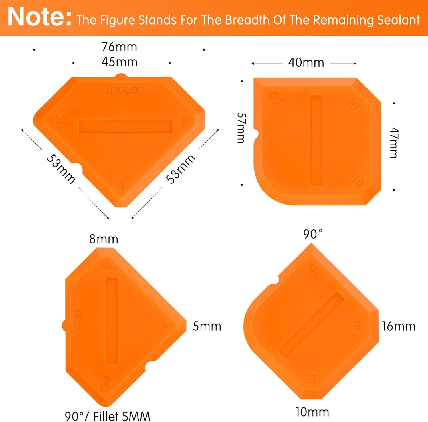 2 Pieces Caulking Tool Set Silicone Sealant Grout Tool for Kitchen Bathroom Floor Sealant Sealing(Orange) - Image 2
