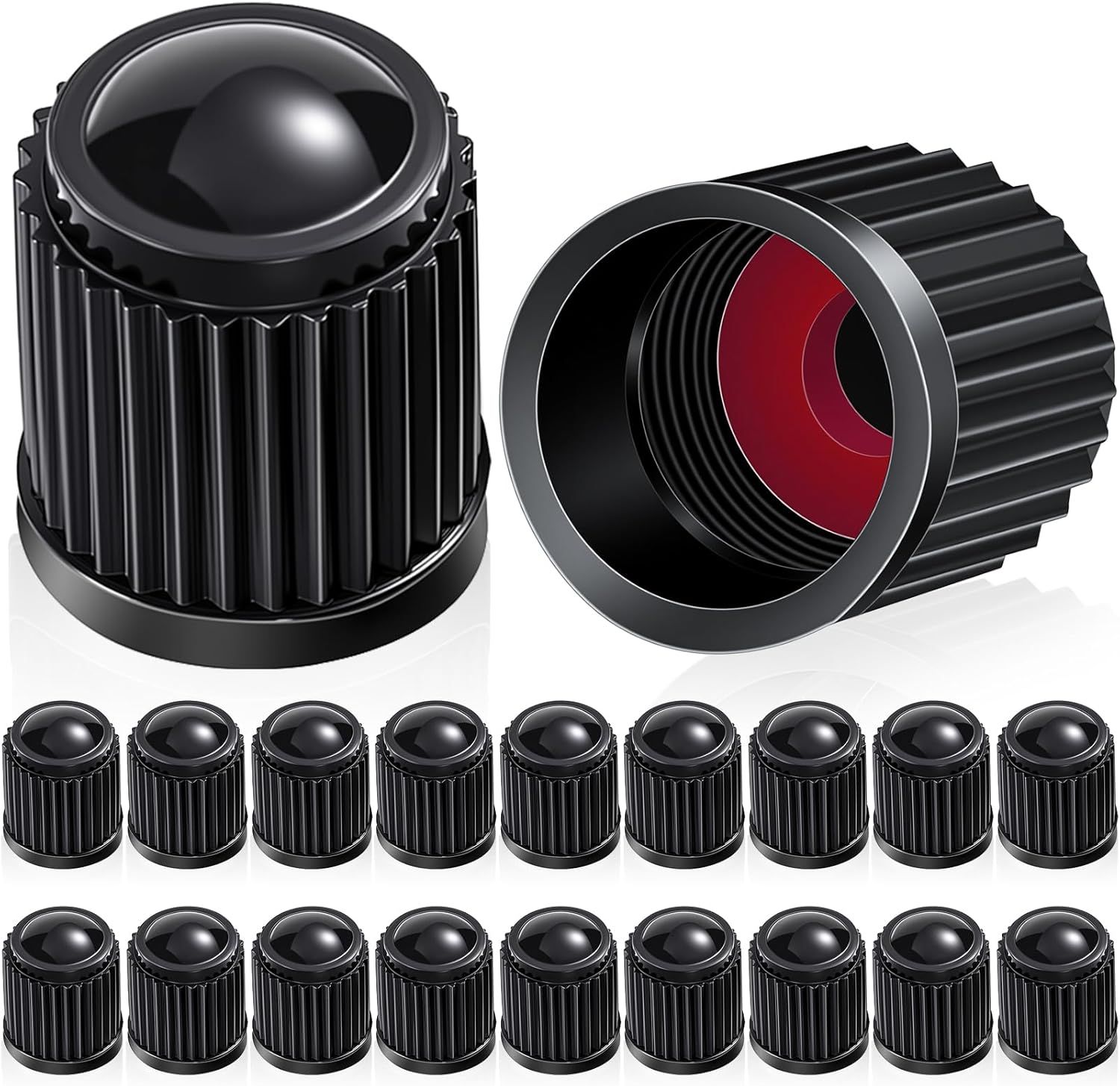 20 Pcs Tire Valve Stem Caps Car Tire Caps Plastic Universal Valve Stem Covers for Bike Bicycle Cars SUV Trucks Motorcycles (Black) - Image 1