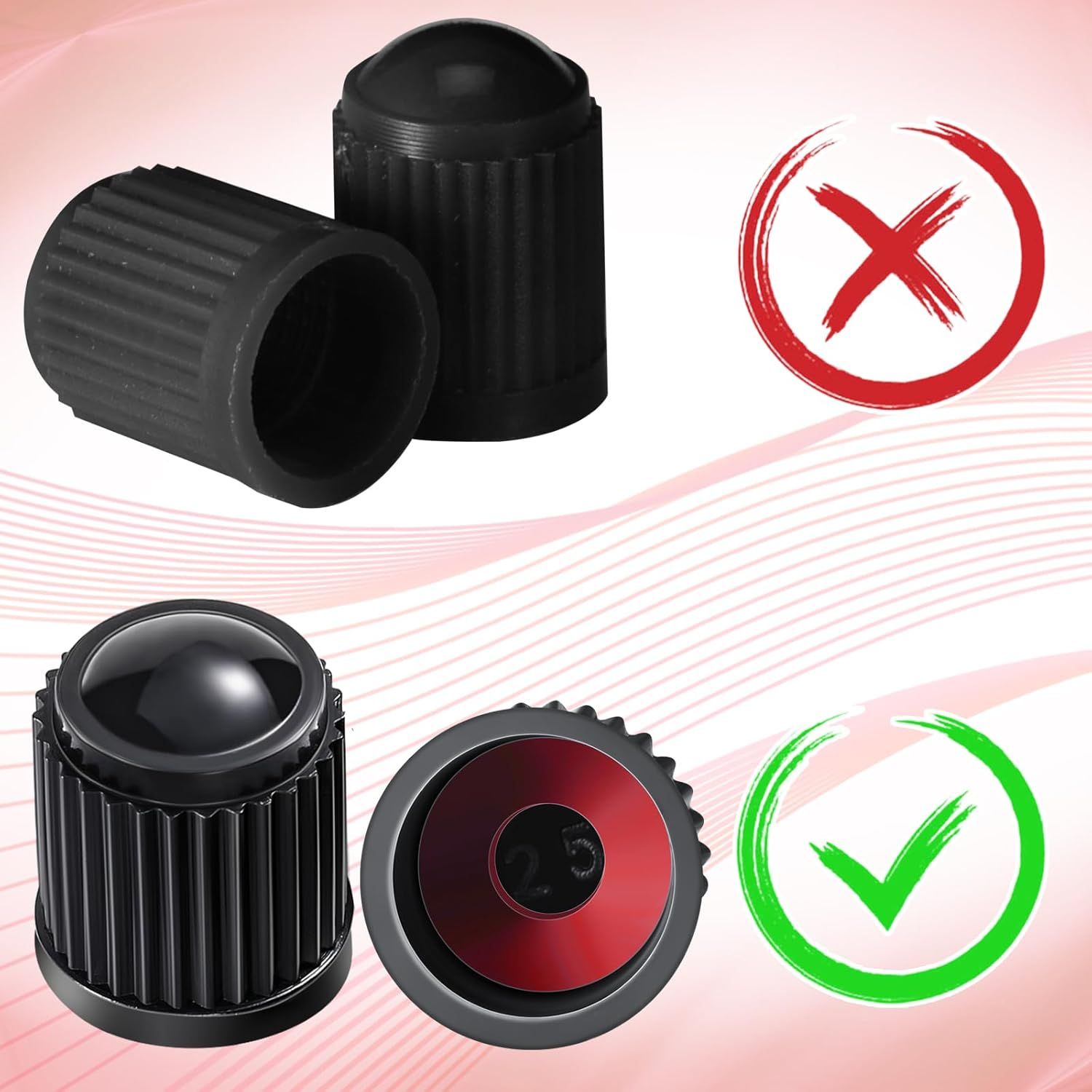 20 Pcs Tire Valve Stem Caps Car Tire Caps Plastic Universal Valve Stem Covers for Bike Bicycle Cars SUV Trucks Motorcycles (Black) - Image 5
