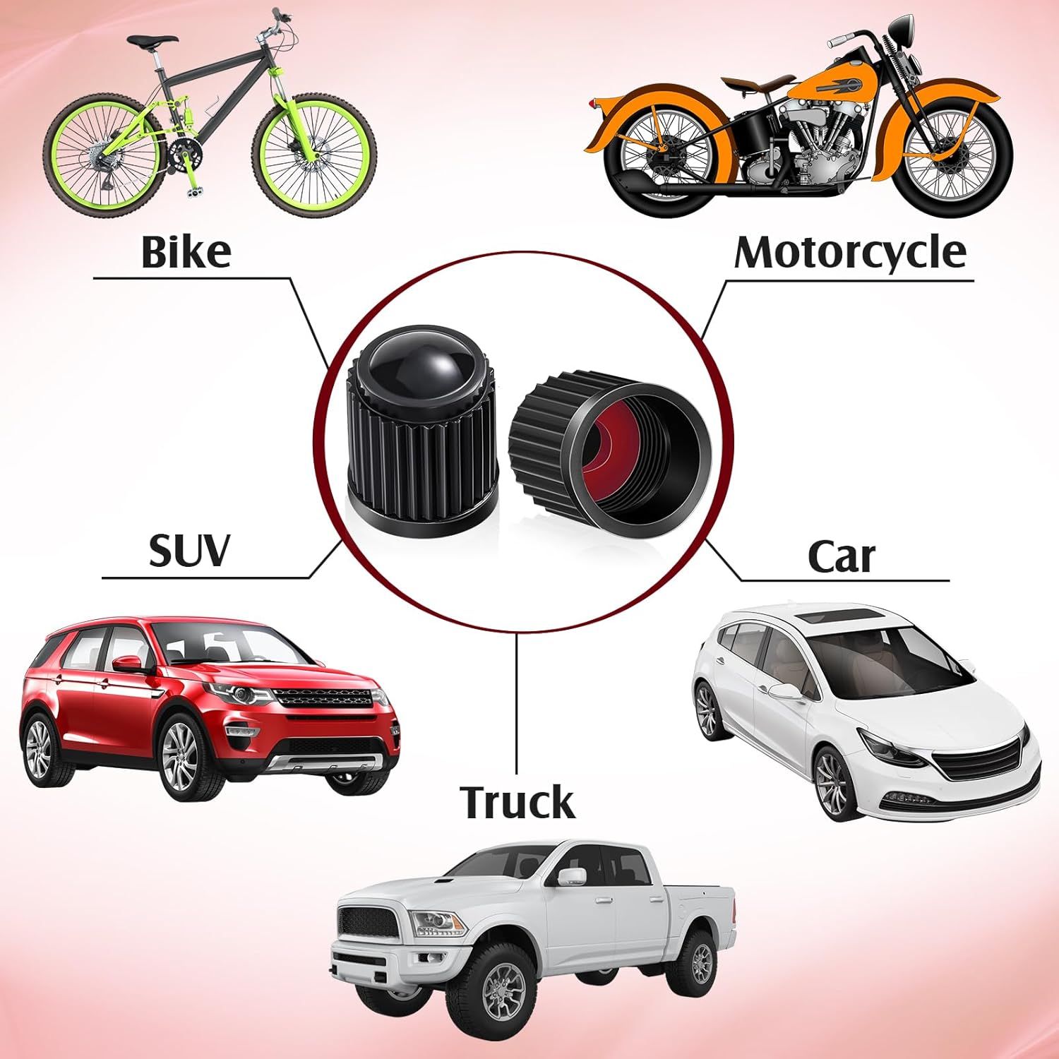20 Pcs Tire Valve Stem Caps Car Tire Caps Plastic Universal Valve Stem Covers for Bike Bicycle Cars SUV Trucks Motorcycles (Black) - Image 7