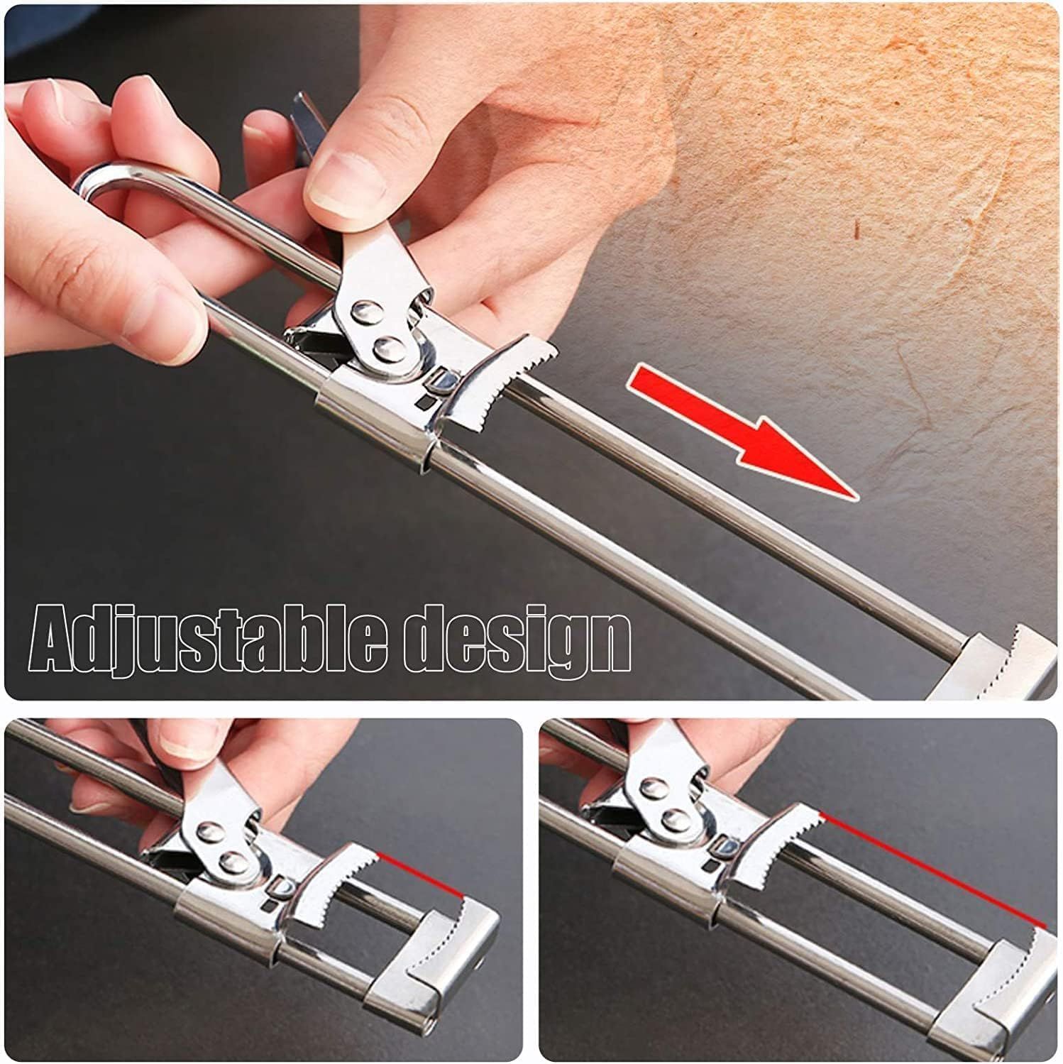 1PC Adjustable Stainless Steel Jar Opener Professional Jam Jar Bottle Opener, Manual Lids Remover Kitchen Accessories Gadgets Can Opener for Seniors Weak Hands Jar Openers - Image 3