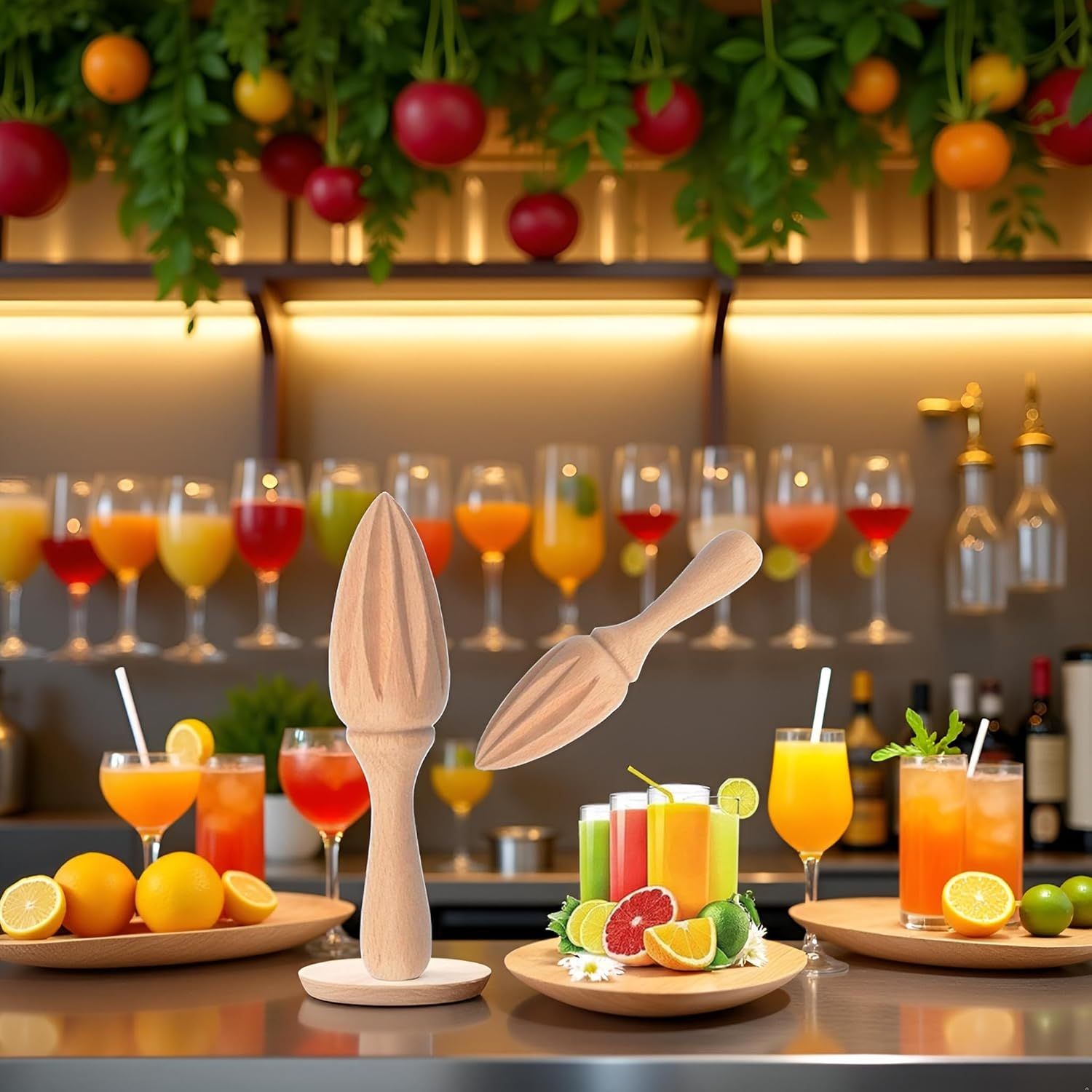 Wooden Citrus Reamer,Handheld Hand Citrus Lemon Juicer,Portable Fruit Squeezer,Kitchen Juicing Tool,Manual Orange Lemon Juice Reamer for Daily Home Bar Cafe Restaurant Use - Image 4