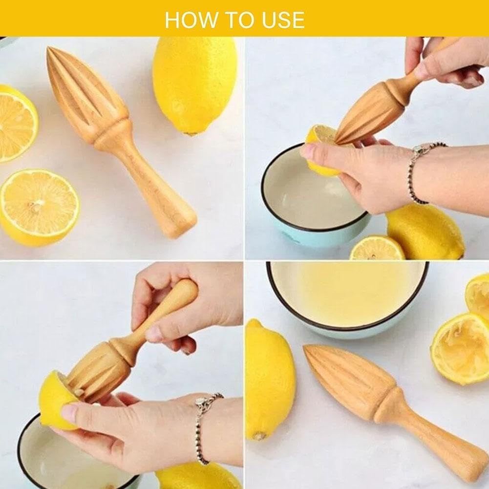 Wooden Citrus Reamer,Handheld Hand Citrus Lemon Juicer,Portable Fruit Squeezer,Kitchen Juicing Tool,Manual Orange Lemon Juice Reamer for Daily Home Bar Cafe Restaurant Use - Image 5