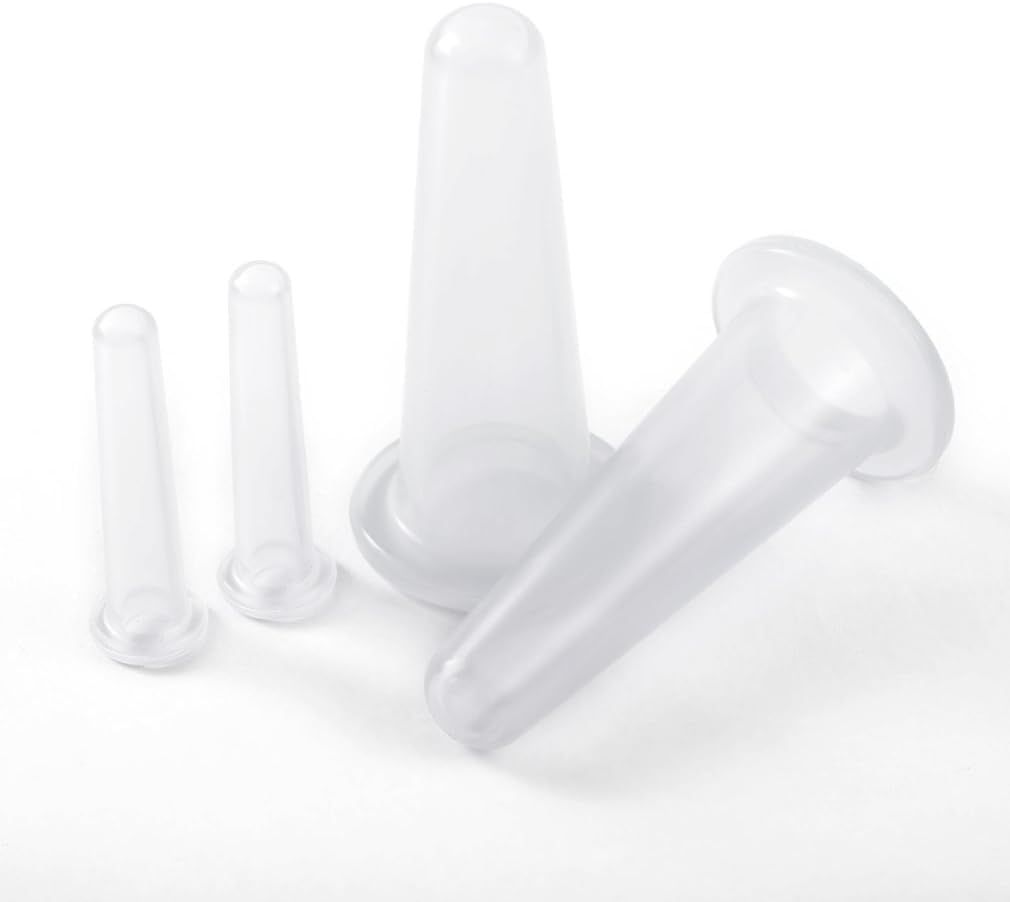 4Pcs Mini Massage Cupping Set Silicone Facial Cups Face Massager Helper Skin Care Neck Back Eyes Massaging Cup Safe to Use, Don't Worry About Burns (Transparent) - Image 1