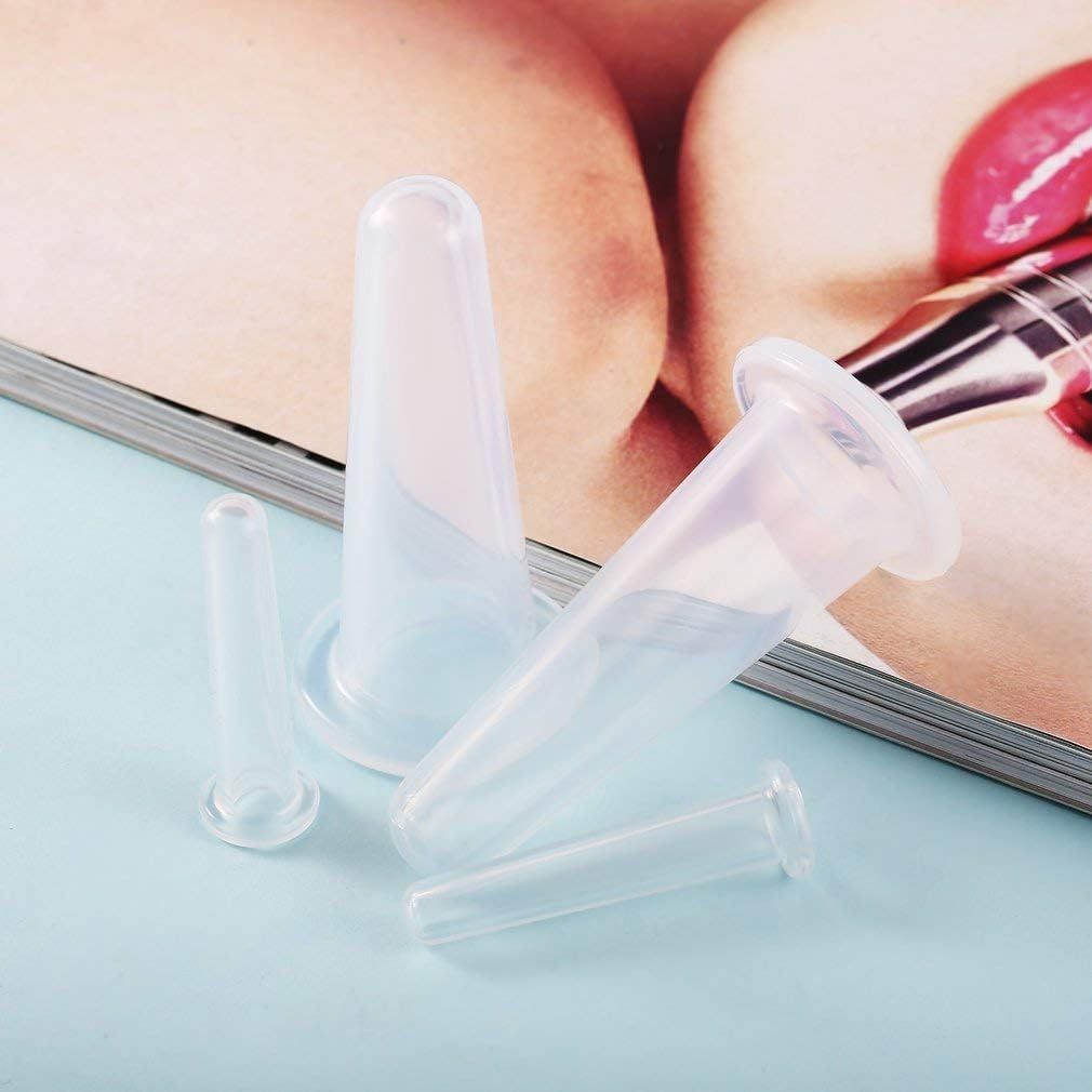 4Pcs Mini Massage Cupping Set Silicone Facial Cups Face Massager Helper Skin Care Neck Back Eyes Massaging Cup Safe to Use, Don't Worry About Burns (Transparent) - Image 6