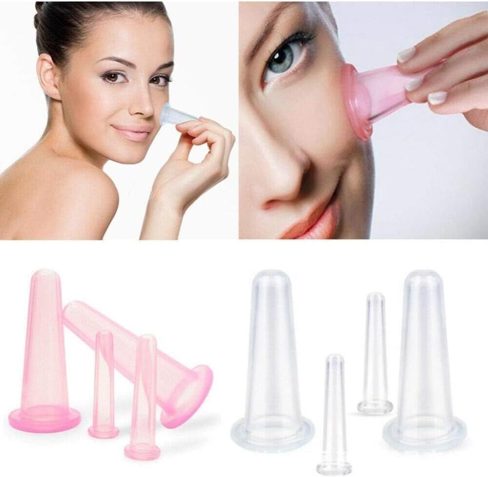 4Pcs Mini Massage Cupping Set Silicone Facial Cups Face Massager Helper Skin Care Neck Back Eyes Massaging Cup Safe to Use, Don't Worry About Burns (Transparent) - Image 8