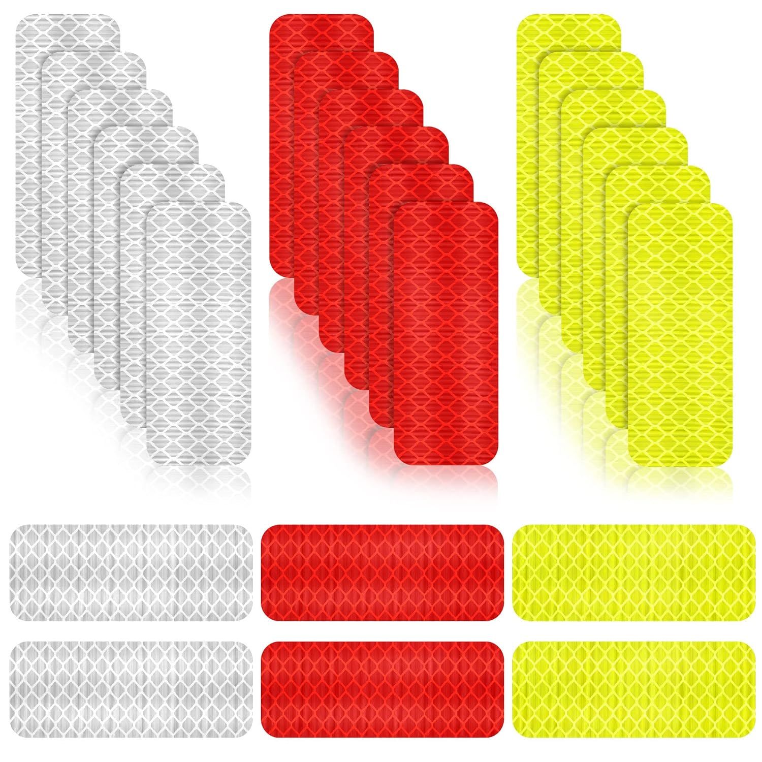 Warning Reflective Stickers Safety Night Visibility Adhesive Stickers Waterproof Reflective Tape Decal for Vehicle Motorcycle Bicycle, 1.18 x 3.25 Inch(24 Pieces) - Image 1