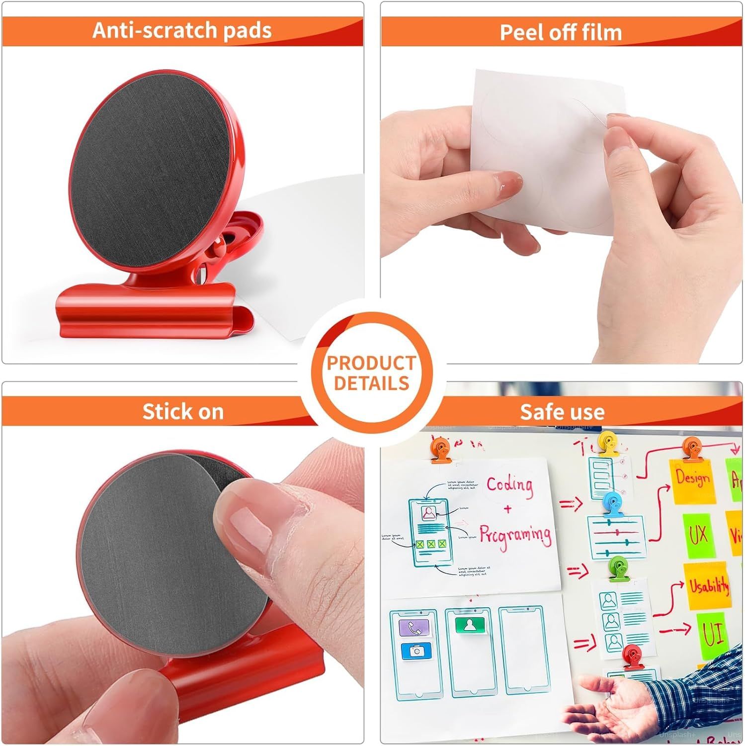 6 Pack Fridge Magnets Refrigerator Magnets, Magnetic Clips for Whiteboard, Magnet Clips for Kitchen Office Organizing & Decorating - Image 5
