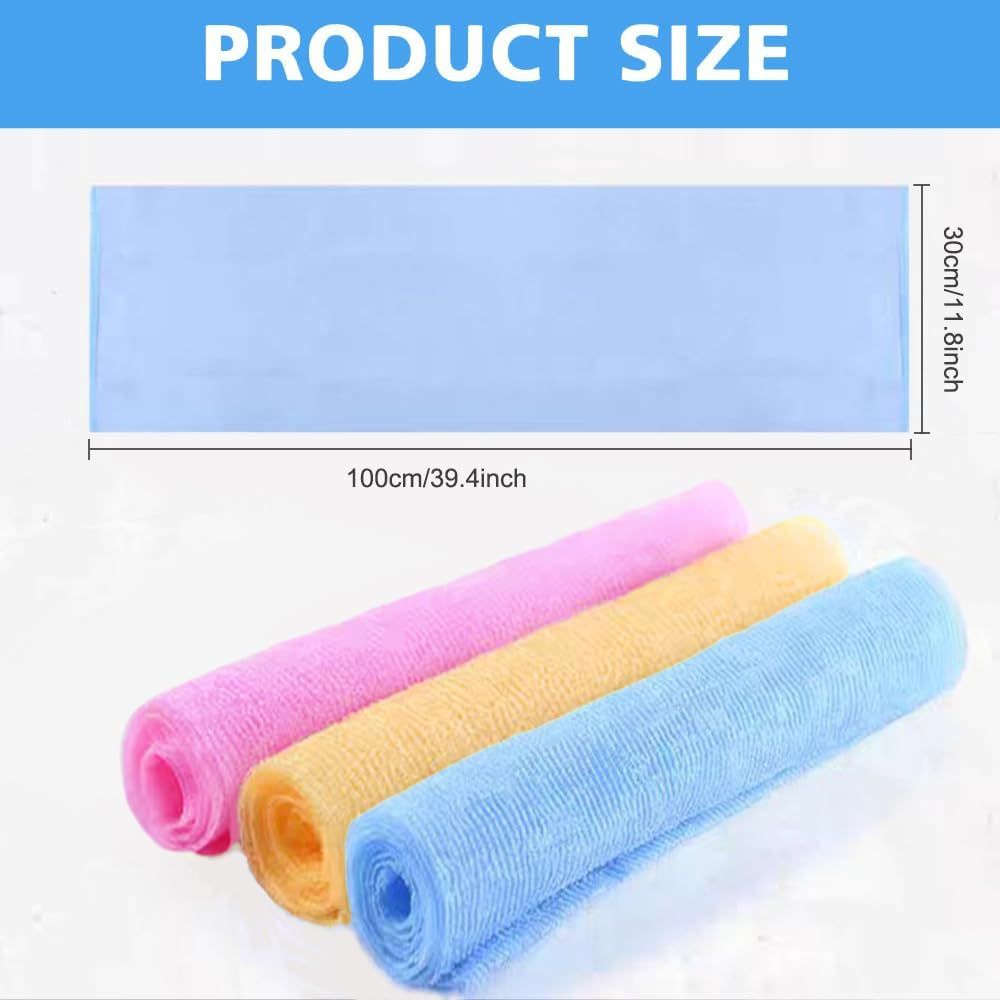 Exfoliating Washcloth Back Scrubber for Shower Japanese Beauty Bath Towel Korean Exfoliating Loofah Towel Sponge Loofah Body Scrubber 3 Pack - Image 4