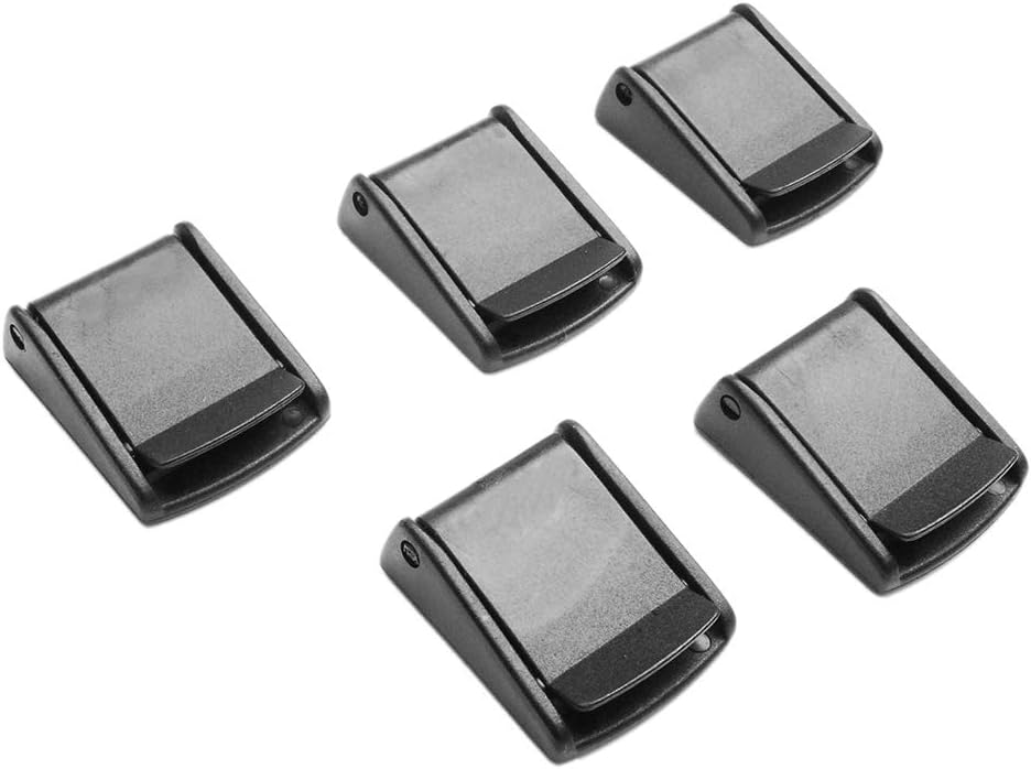 CooBigo 5pcs Webbing Cam Buckles Plastic Black Toggle Clip Backpack Straps - Image 1