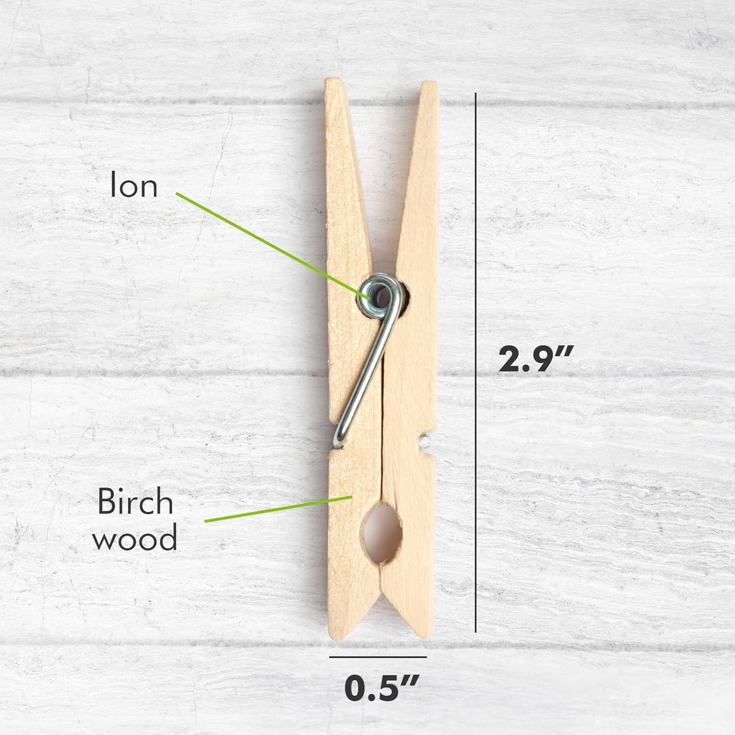 Clothes Pins Wooden – 50 Pack Wooden Clothespins 2.9 Inch with Rust-Resistant Coil, Natural Wood Clips for Laundry, Hanging Clothes, Crafts & DIY - Image 3