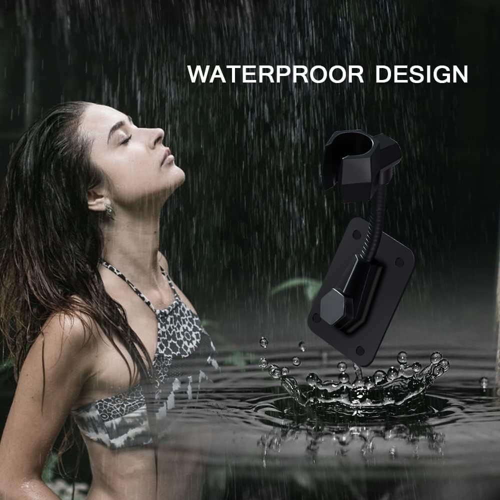 Shower Head Holder Strong Adhesive 360 Degree Rotatable Adjustable Handheld Shower Wand Holder Wall Mount Bracket for Bathroom (Black) - Image 2