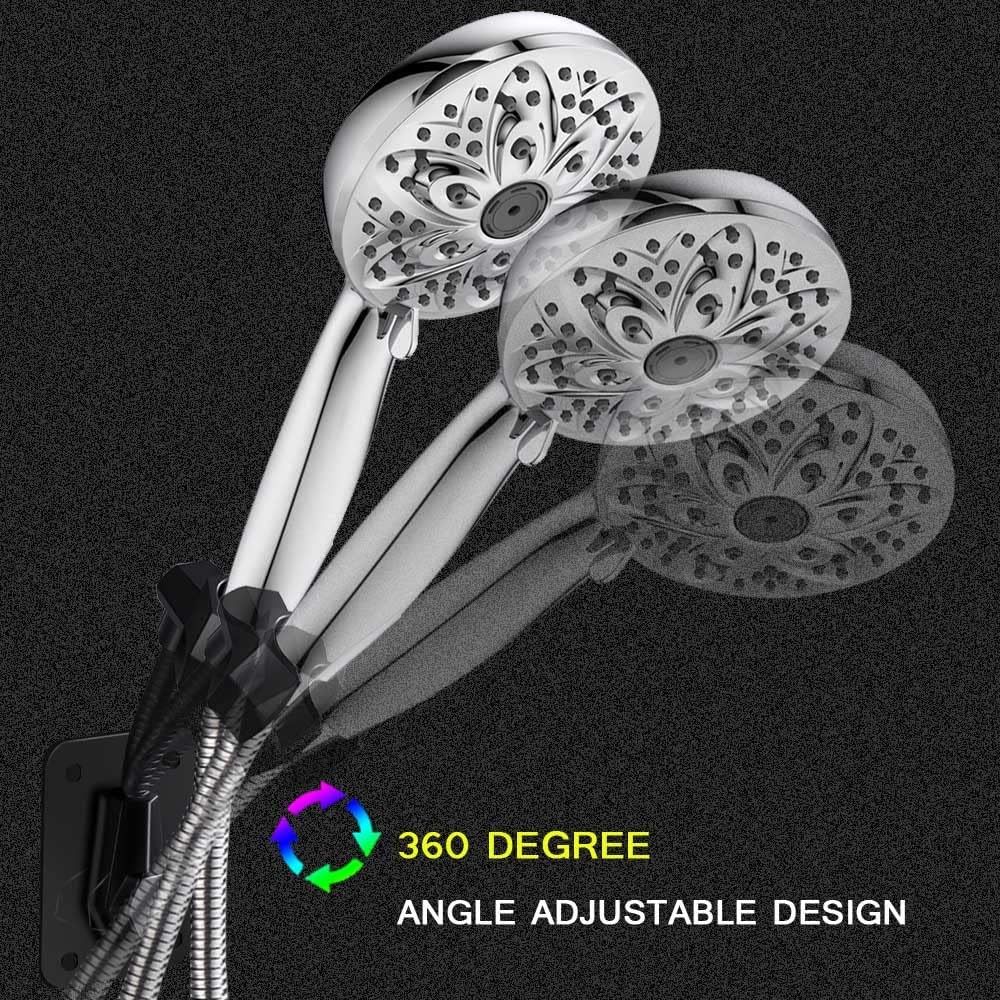 Shower Head Holder Strong Adhesive 360 Degree Rotatable Adjustable Handheld Shower Wand Holder Wall Mount Bracket for Bathroom (Black) - Image 4