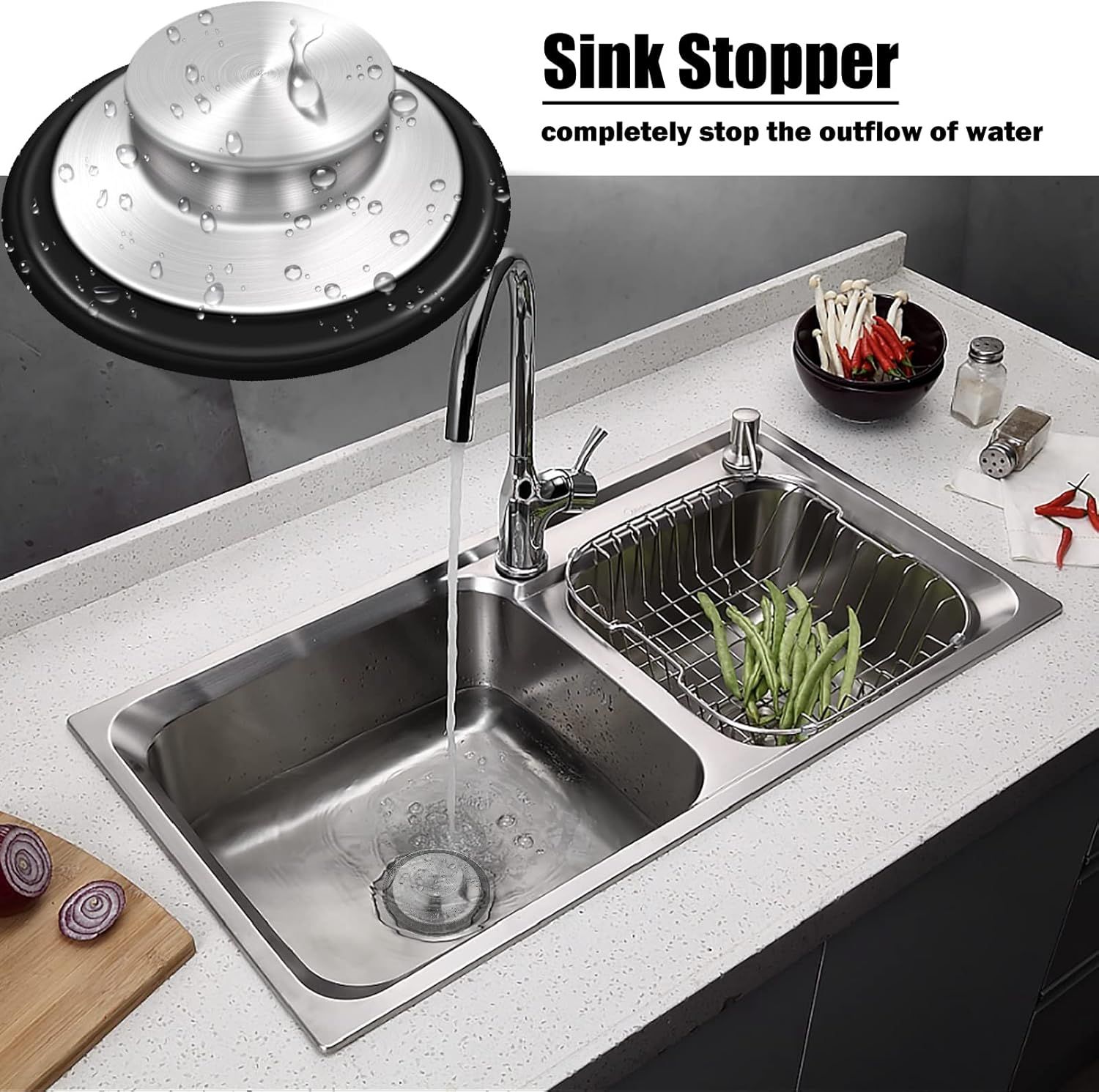 Sink Stopper 3.35 Inch Kitchen Stainless Steel Garbage Disposal Sink Plug for Insinkerator Kitchenaid Waste King Kohler and so on - Image 2