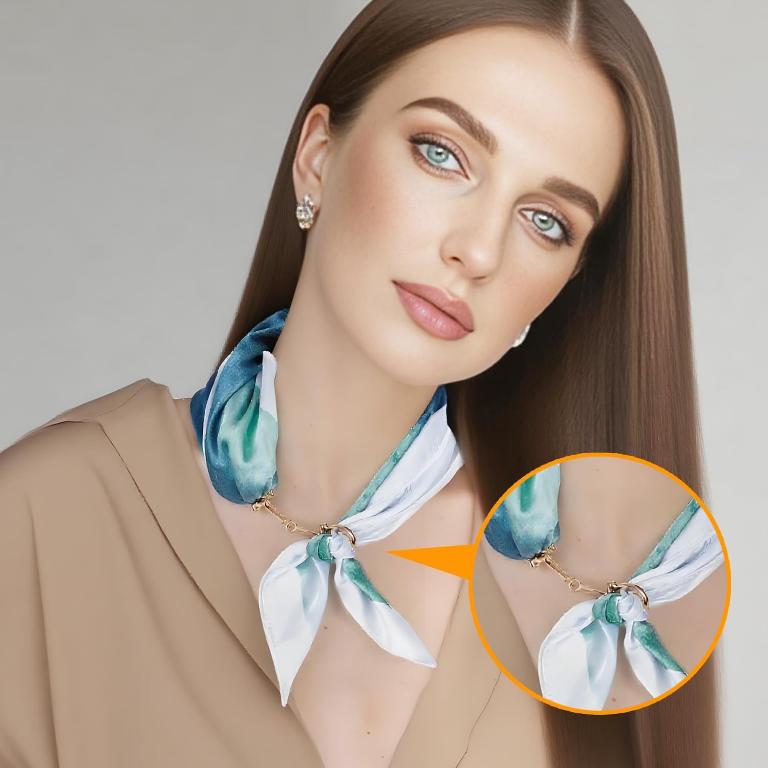 CooBigo 2pcs Scarf Ring Buckles, Metal Horsebit Silk Scarf Buckle, Scarves Rings and Slides for Women Scarves Clips, Shawls Clasp, Clothing Fashion Accessories (Gold) - Image 5