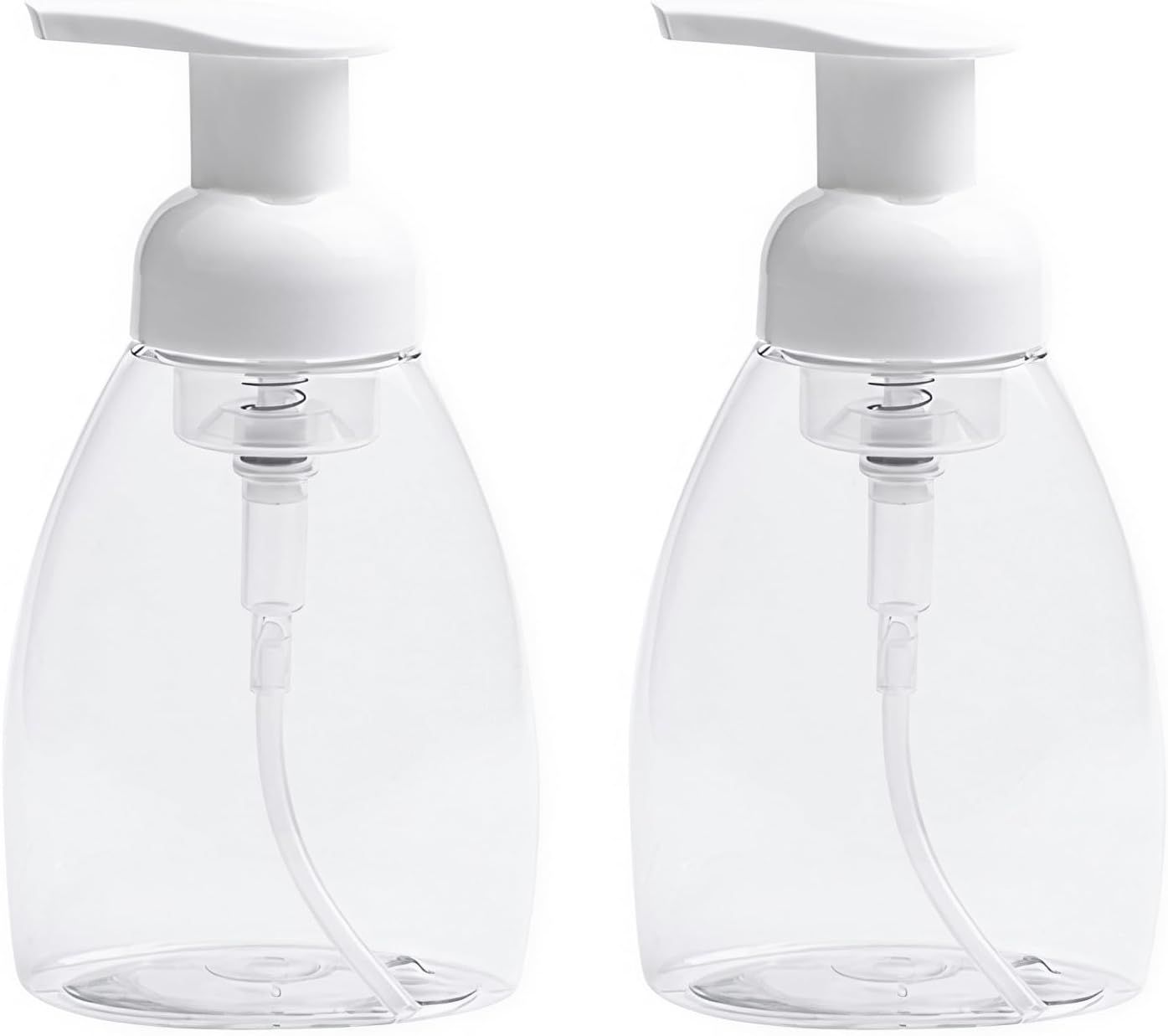 2-Pack Foaming Soap Dispenser Pump Bottles,Foam Hand Soap Dispenser with Refillable Plastic Container for Shampoo for Bathroom & Kitchen-Clear,8 oz(250ml) - Image 1