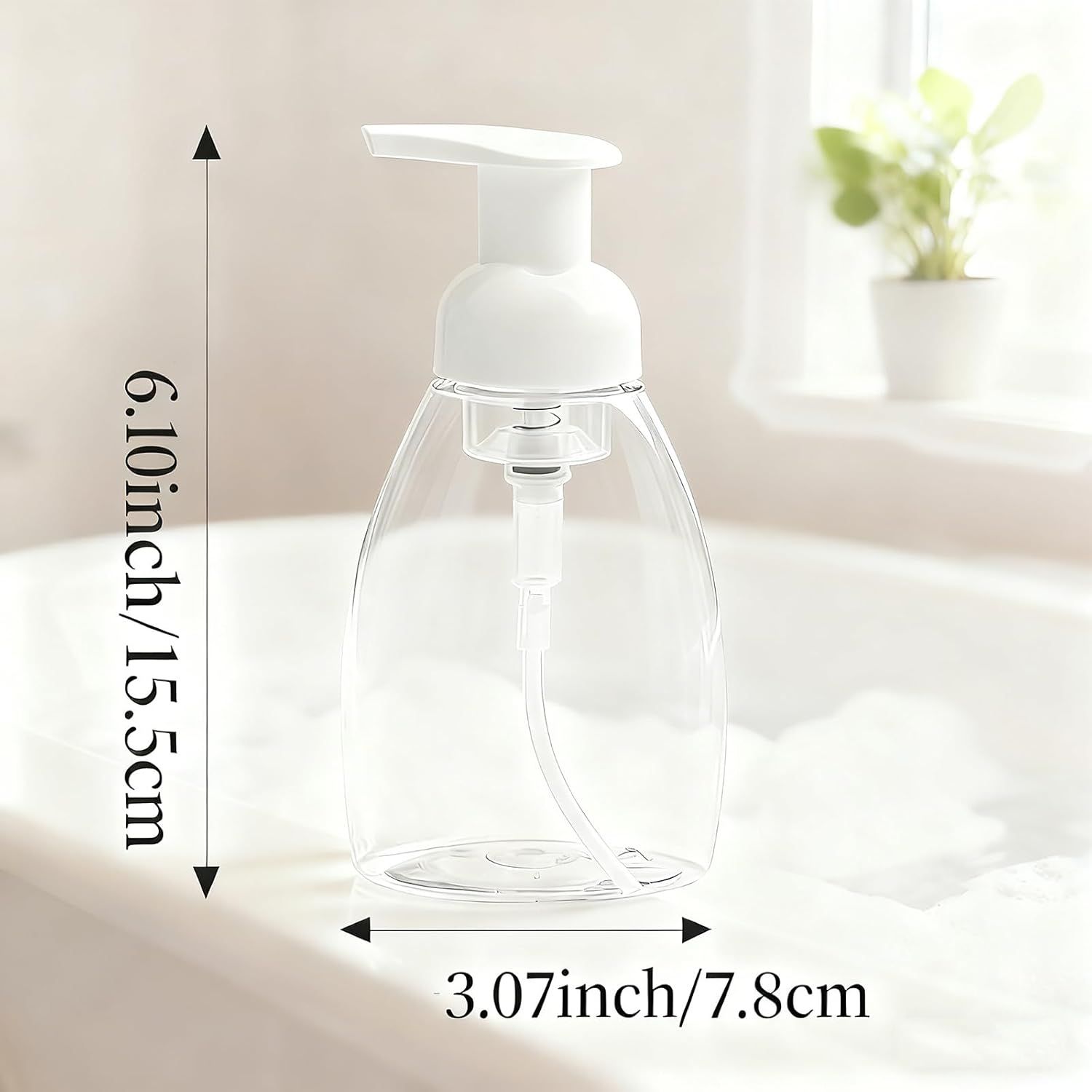 2-Pack Foaming Soap Dispenser Pump Bottles,Foam Hand Soap Dispenser with Refillable Plastic Container for Shampoo for Bathroom & Kitchen-Clear,8 oz(250ml) - Image 3