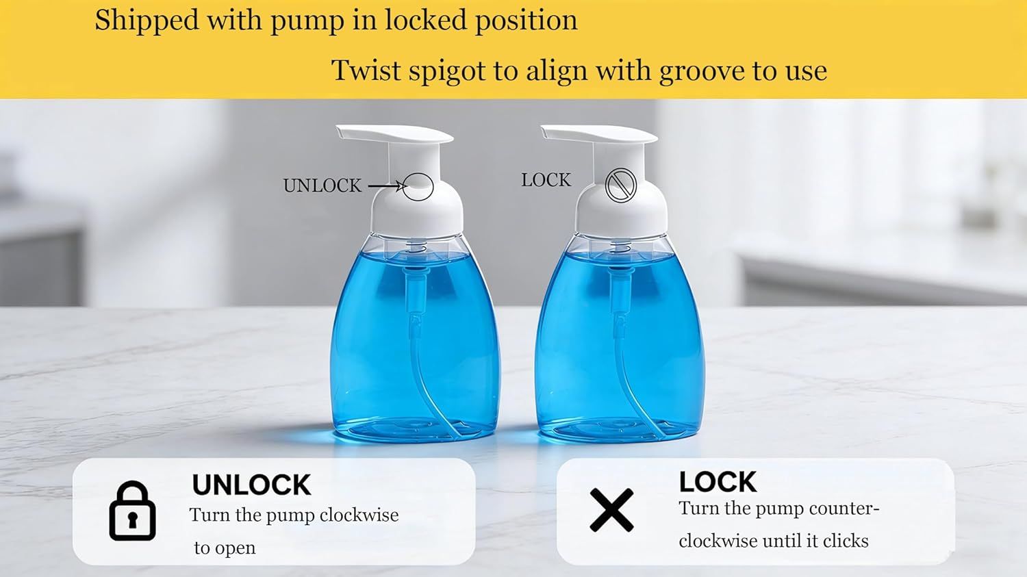 2-Pack Foaming Soap Dispenser Pump Bottles,Foam Hand Soap Dispenser with Refillable Plastic Container for Shampoo for Bathroom & Kitchen-Clear,8 oz(250ml) - Image 4