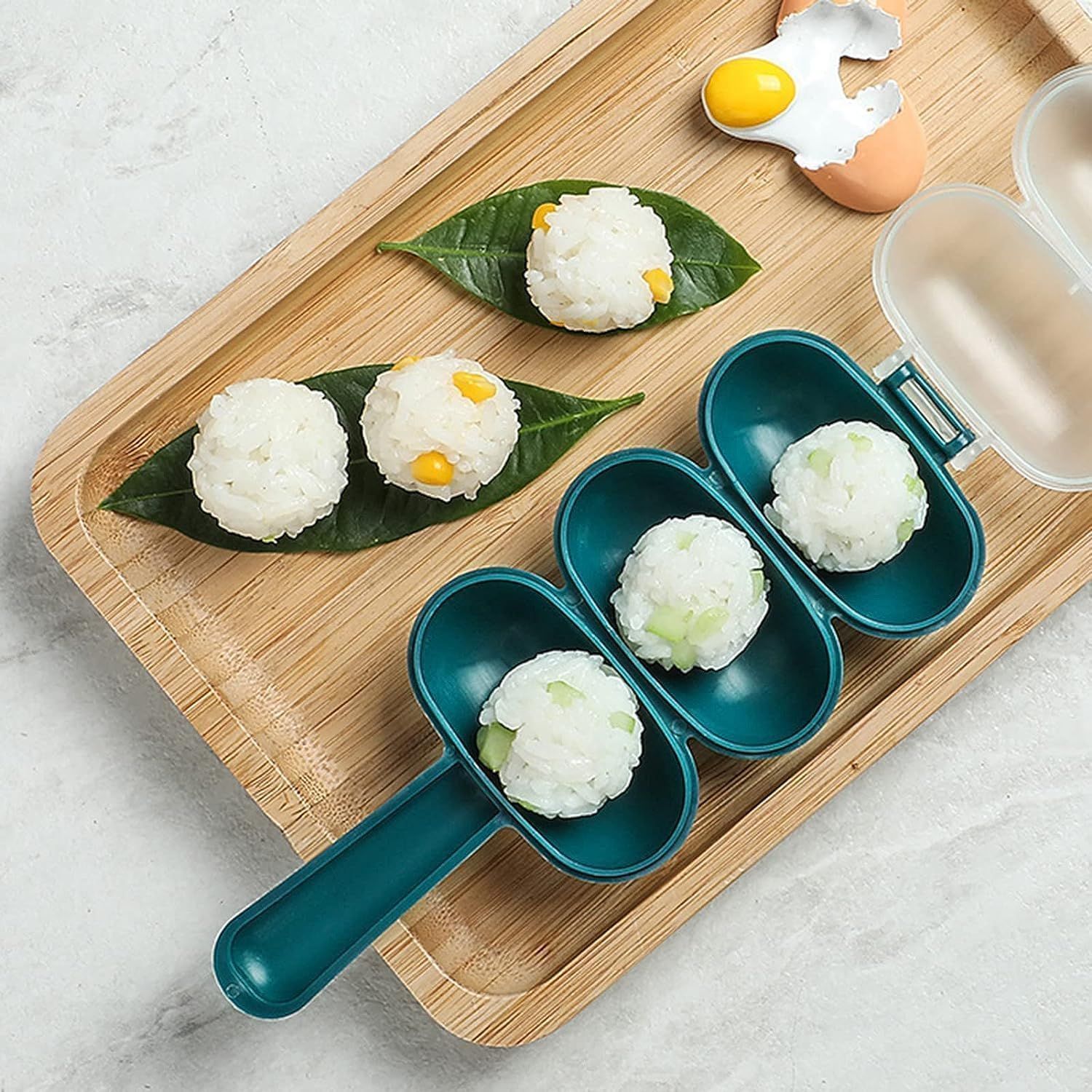 2 Pcs Blue Rice Ball Maker Shake Lunch Maker Mould Rice Ball Shaker Rice Ball Mold Rice Ball Shaped Kitchen Tools Home DIY Making Kit Sushi Plates, DIY Sushi Shake Rice Ball Molds - Image 6