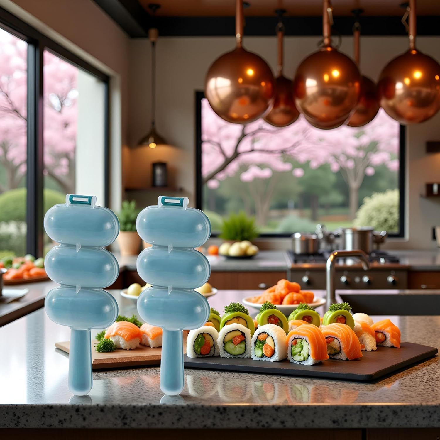 2 Pcs Blue Rice Ball Maker Shake Lunch Maker Mould Rice Ball Shaker Rice Ball Mold Rice Ball Shaped Kitchen Tools Home DIY Making Kit Sushi Plates, DIY Sushi Shake Rice Ball Molds - Image 7